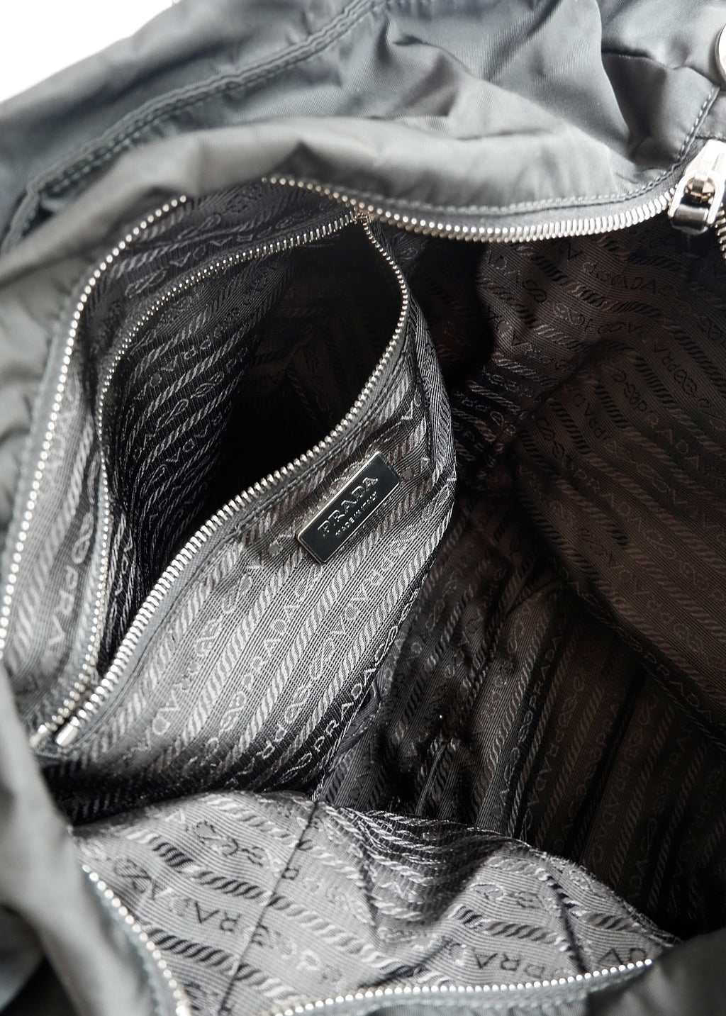 Preowned Prada Black Nylon/Leather Two Way Messenger Tote