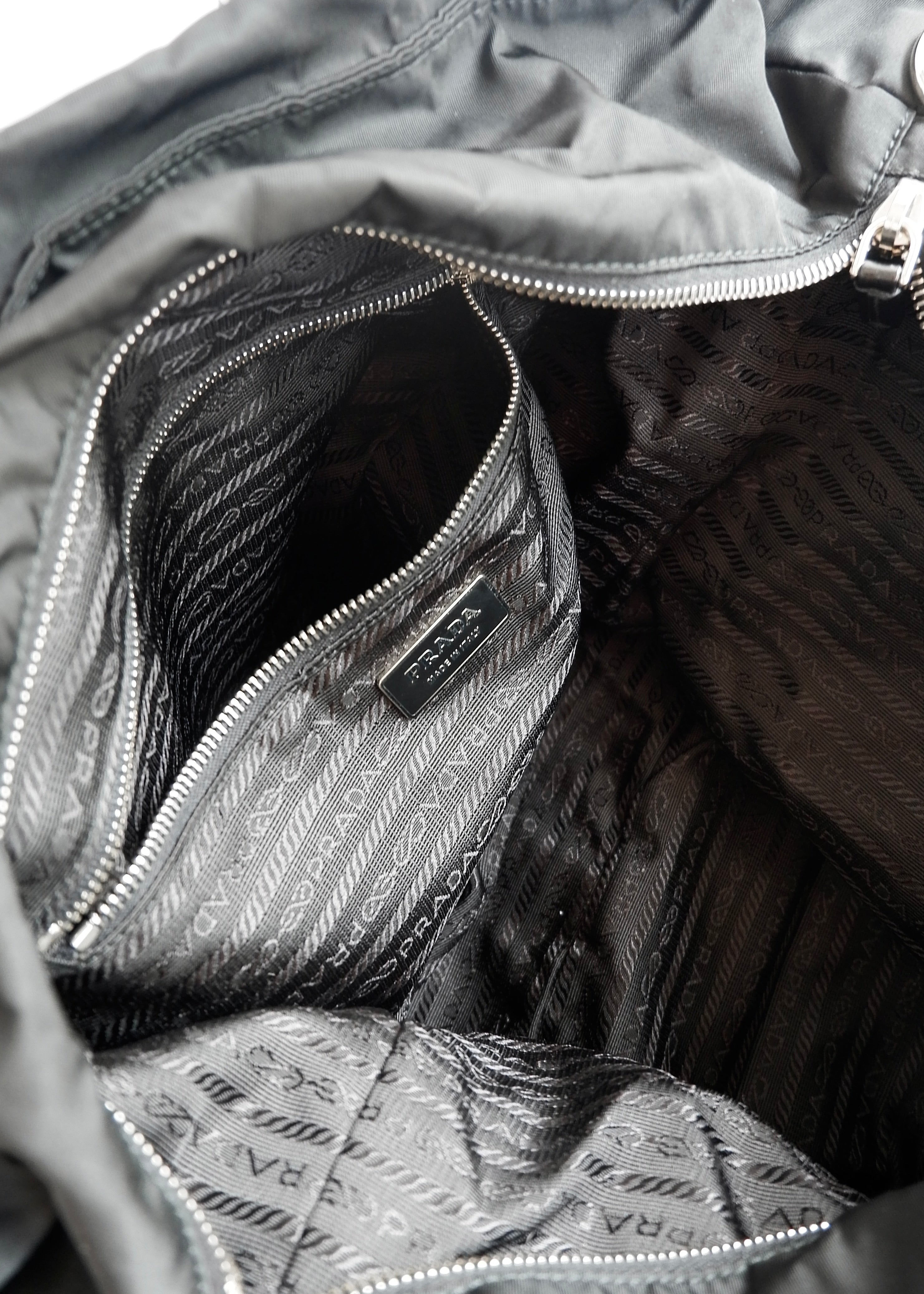 Preowned Prada Black Nylon/Leather Two Way Messenger Tote