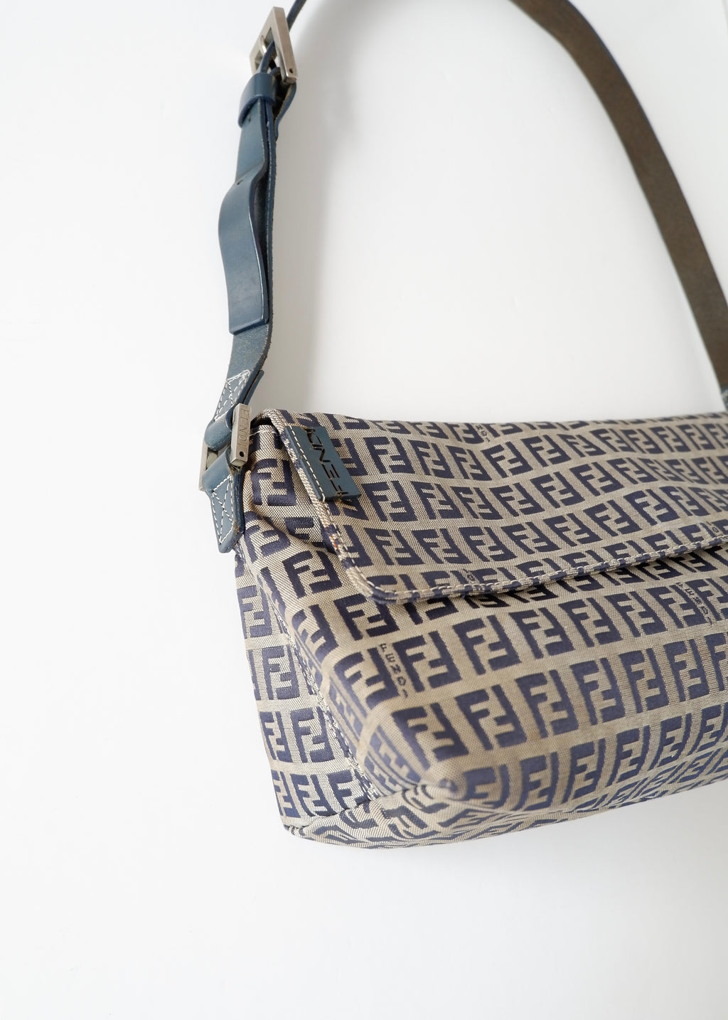 Authentic Preowned Vintage Fendi Navy Blue Zucchino Shoulder Bag