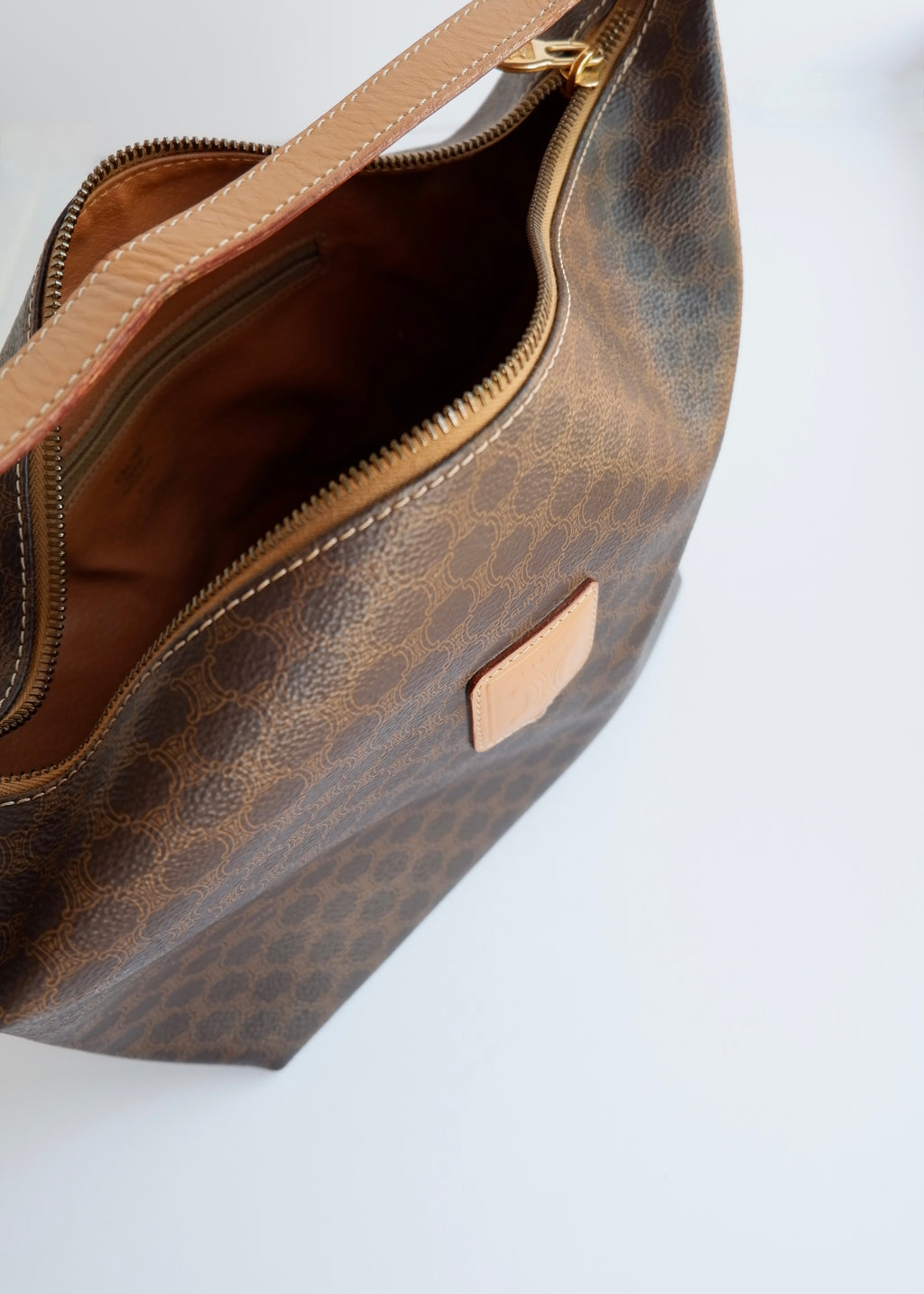 Preowned Vintage Celine Brown Macadam Print Shoulder Bag