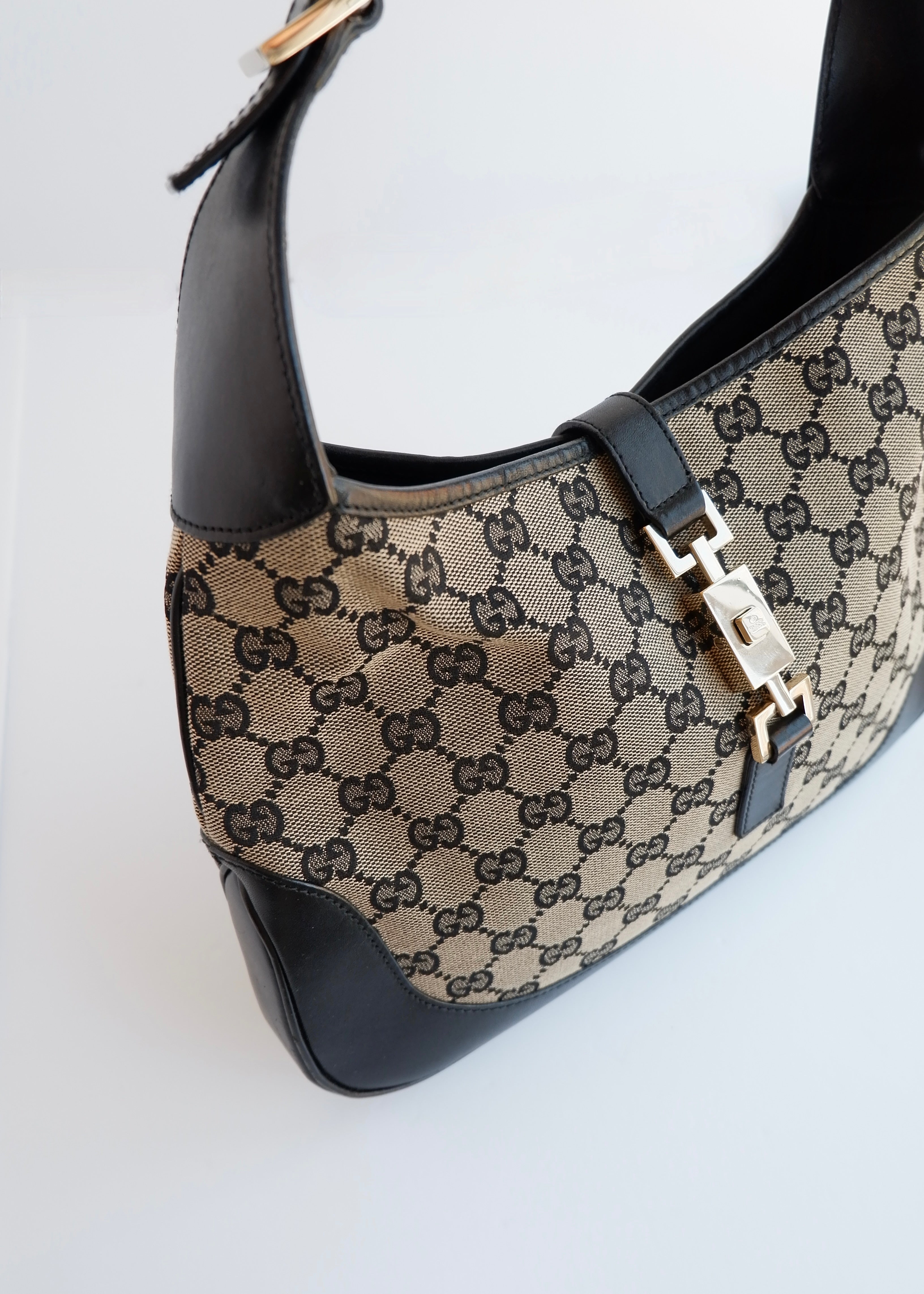 Authentic Preowned Gucci Black GG Canvas Jackie Shoulder Bag