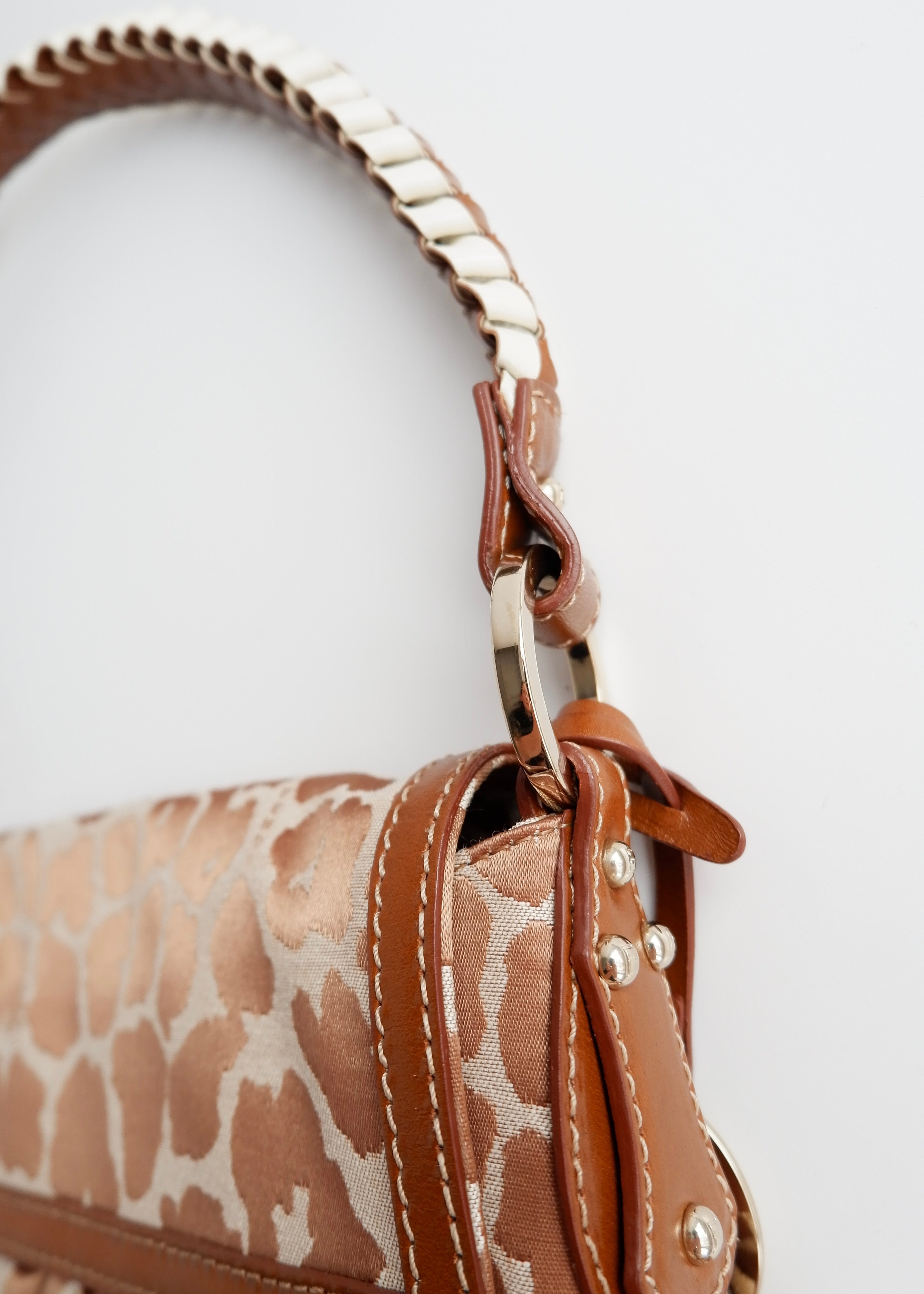 Authentic Preowned Fendi Brown Leopard Fabric Chef Shoulder Bag