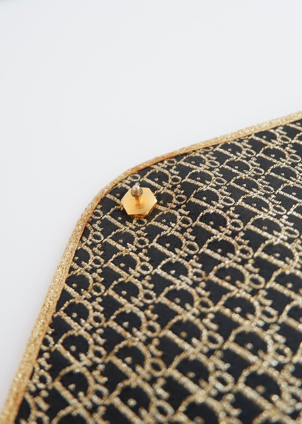 Preowned Vintage Christian Dior Navy/ Gold Fabric Pouch