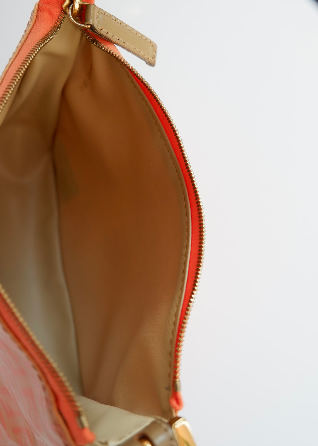 Authentique sac micro bandoulière Fendi Orange Zucchino en toile enduite d'occasion