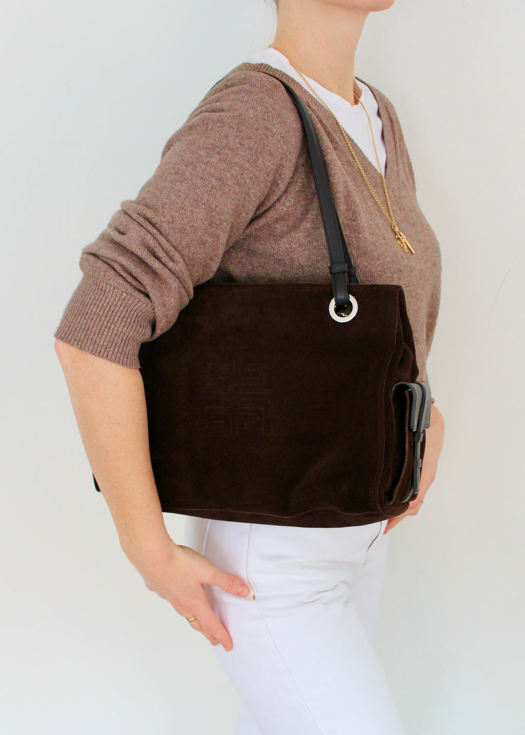 Sac cabas Givenchy en daim marron authentique d'occasion