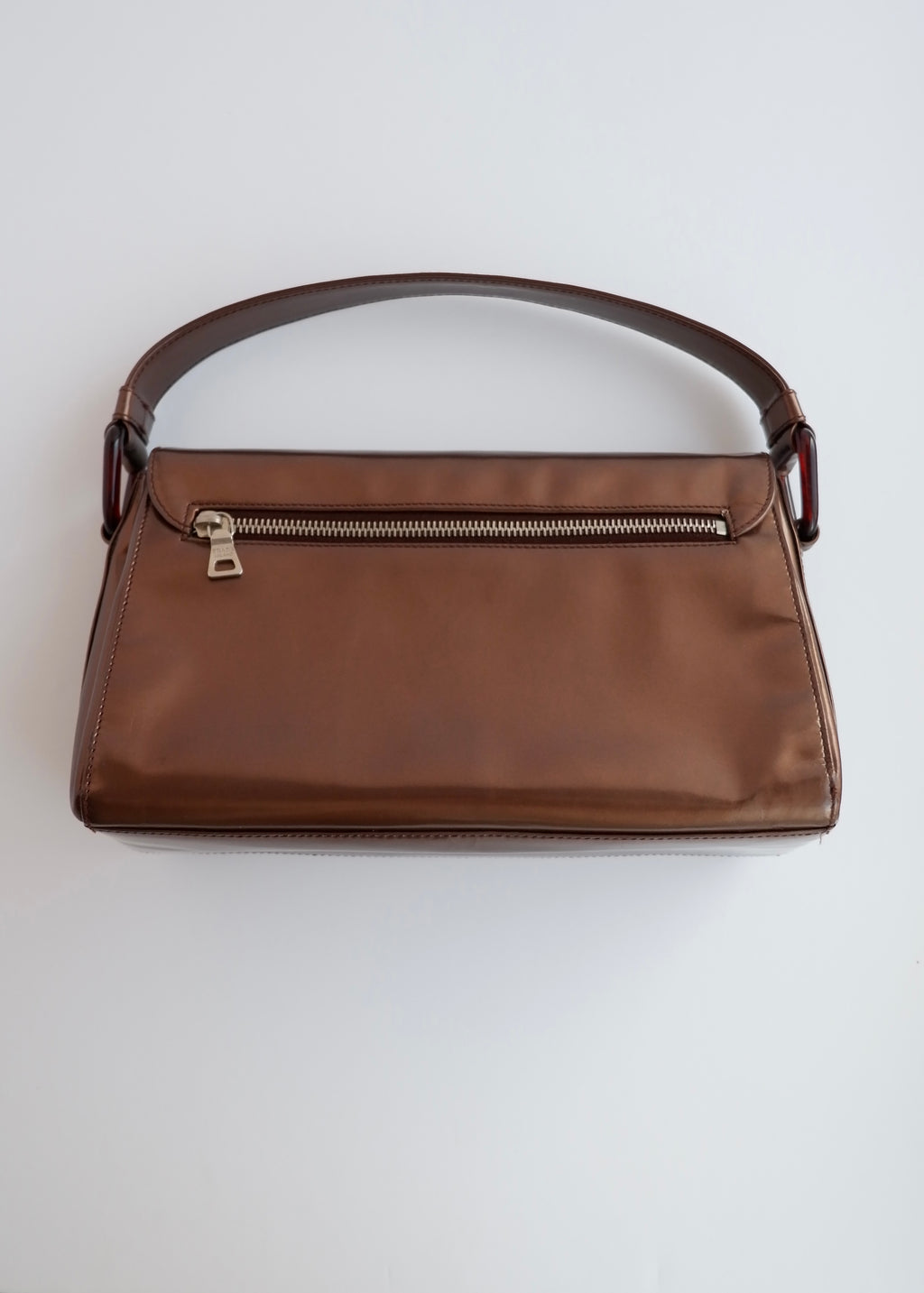 Authentic Preowned Prada Bronze Patent Leather Handbag
