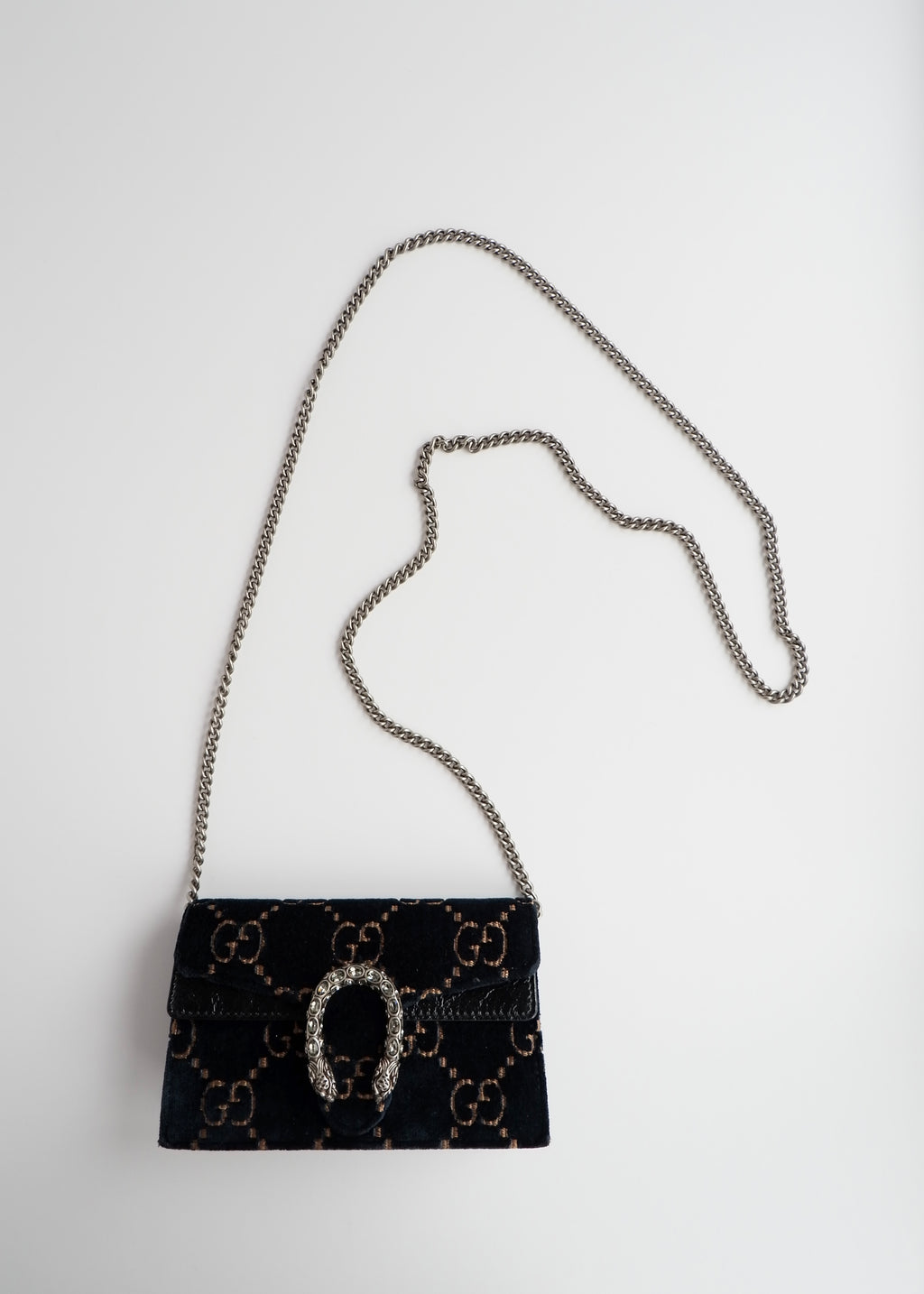 Authentic Preowned Gucci Navy Velvet Super Mini Dionysus Bag