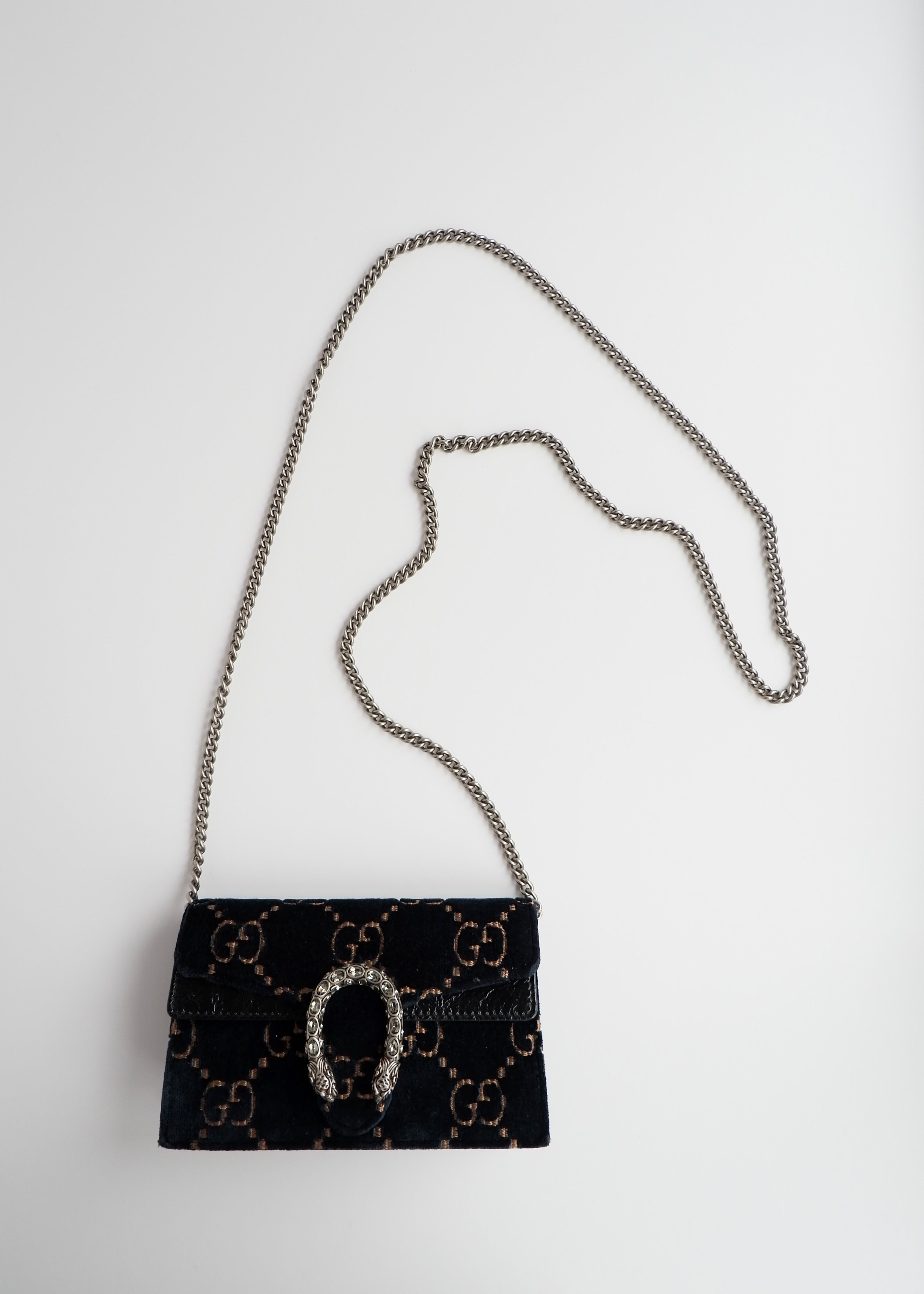 Authentic Preowned Gucci Navy Velvet Super Mini Dionysus Bag