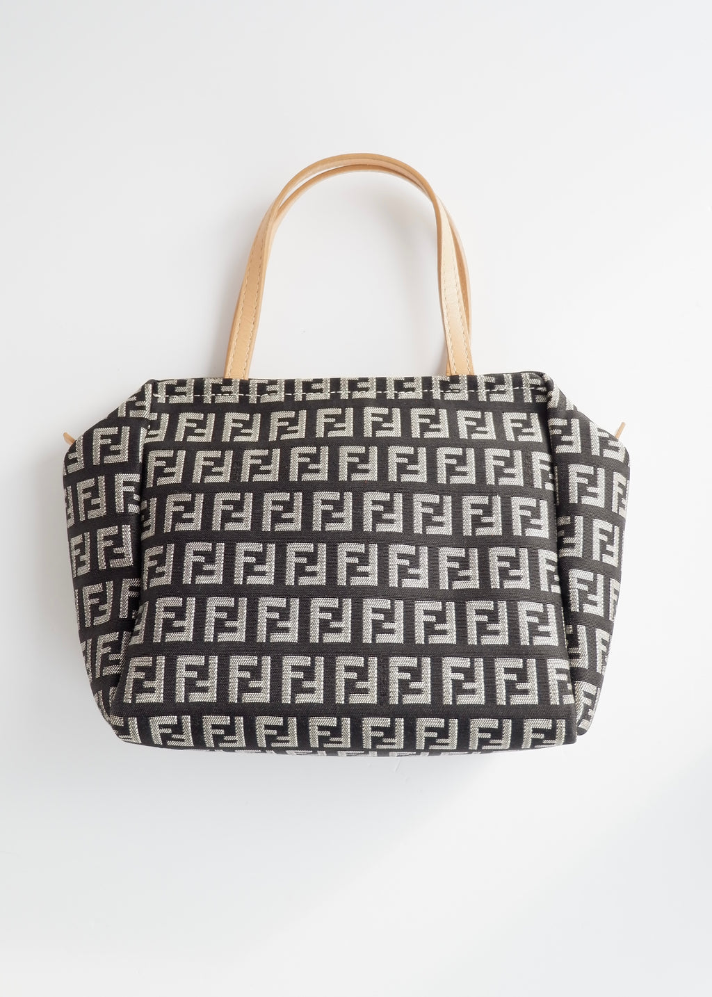 Authentique petit sac fourre-tout Fendi Zucchino noir/beige d'occasion
