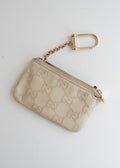 Preowned Gucci Beige Leather GG Card/Key Pouch