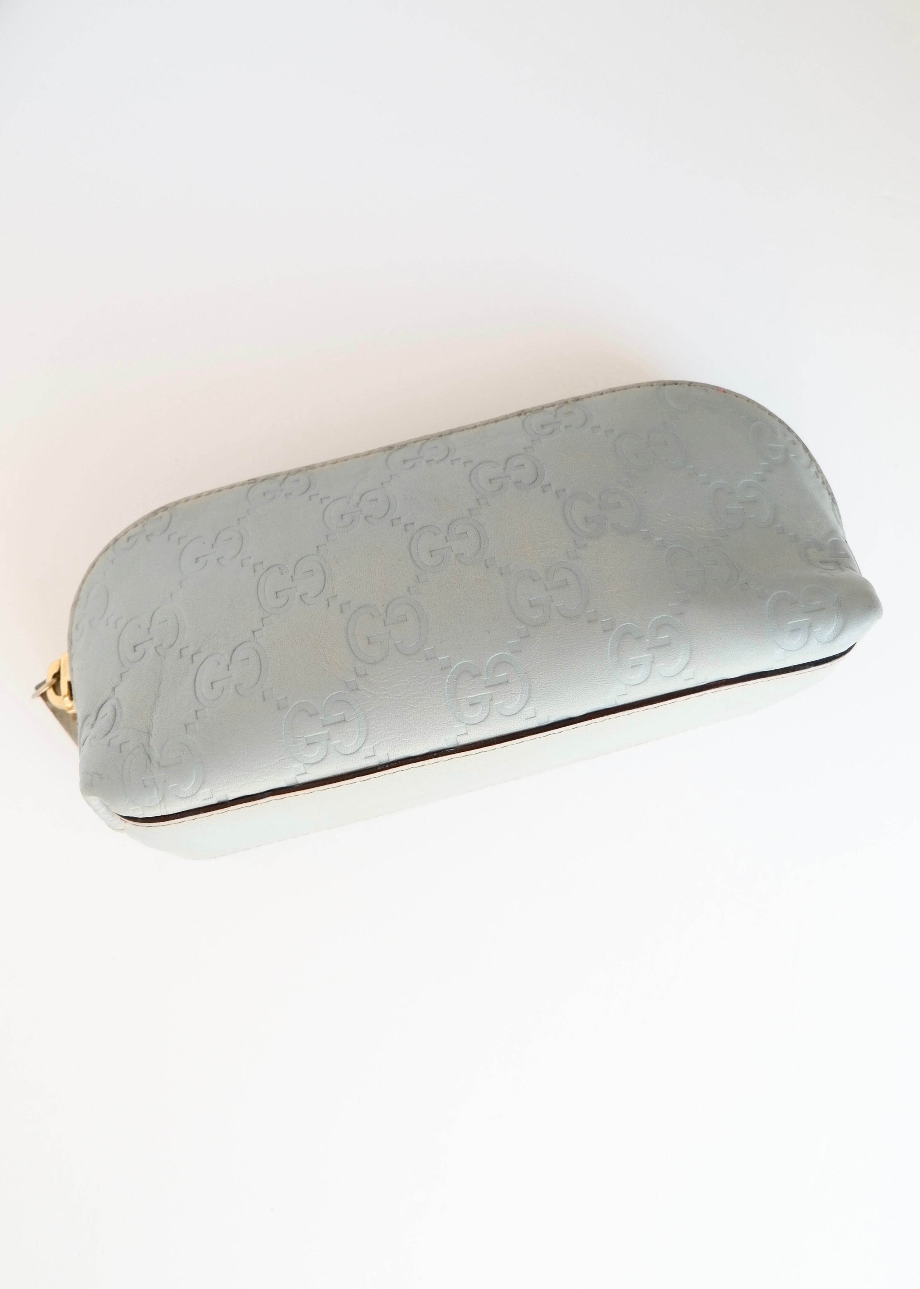 Preowned Gucci Blue Leather GG Pouch