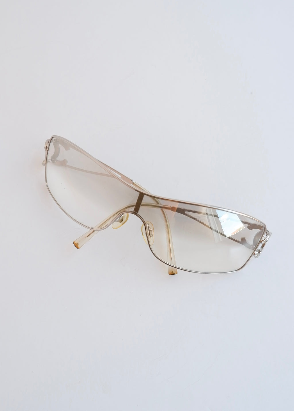Authentic Preowned Vintage Chanel Transparent Crystal CC Logo Sunglasses