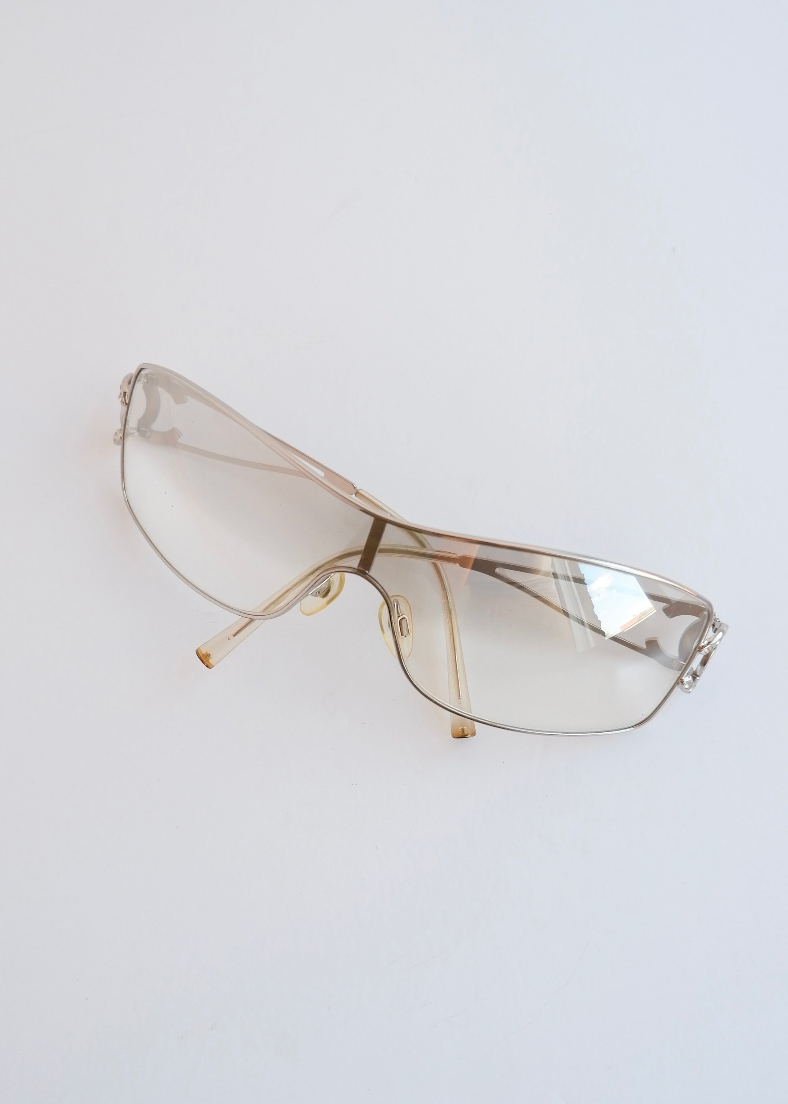 Authentic Preowned Vintage Chanel Transparent Crystal CC Logo Sunglasses
