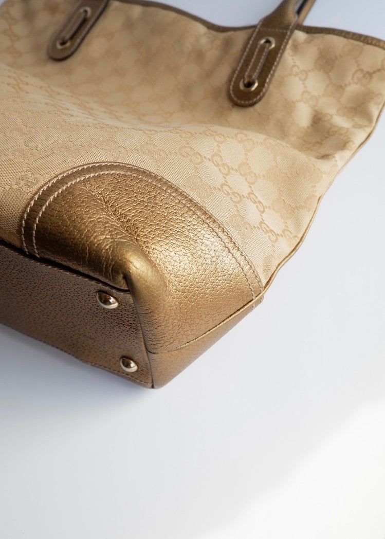 Authentic Preowned Gucci Gold GG Canvas Tote Bag