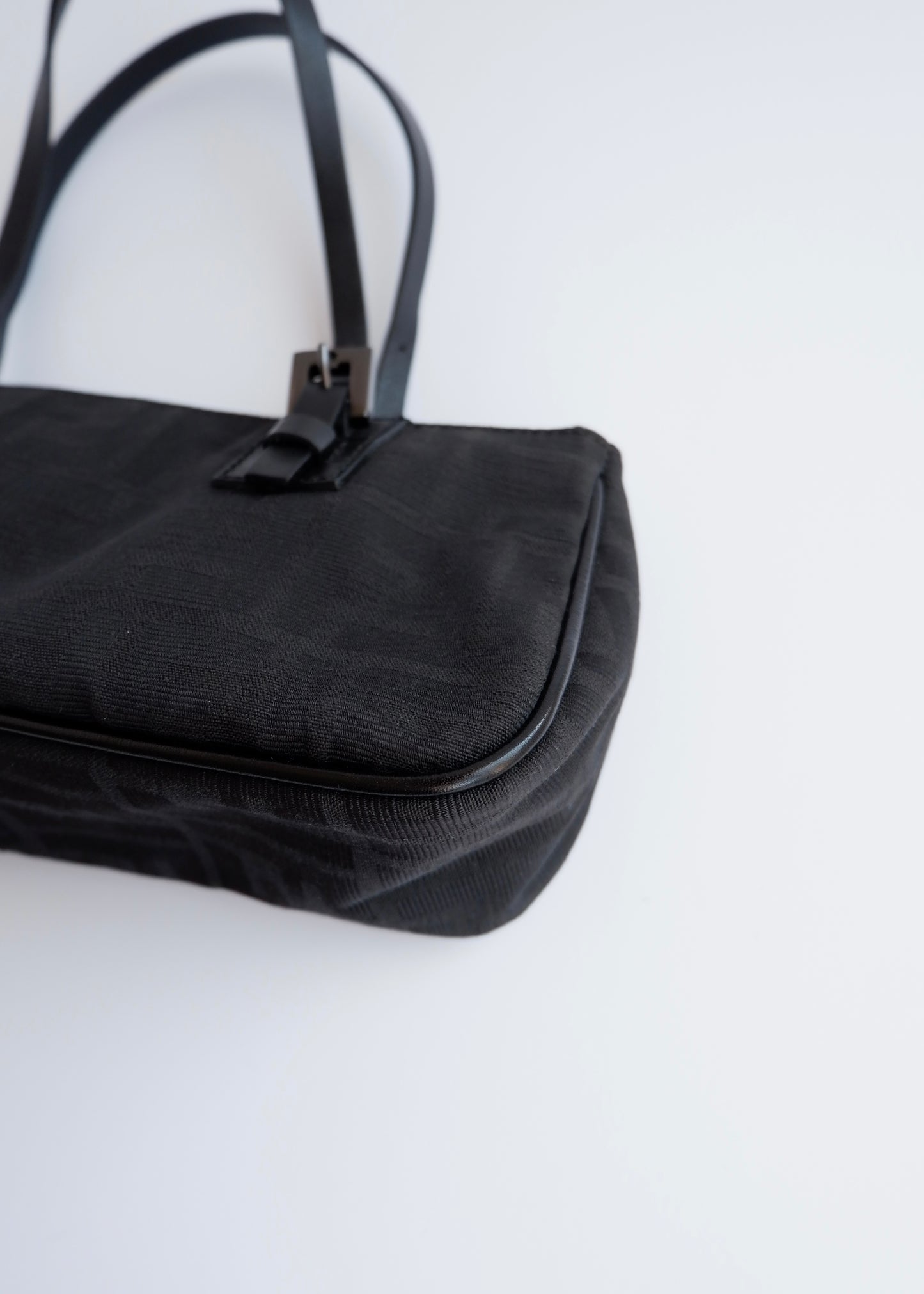 Authentic Preowned Fendi Black Zucca Canvas East West Shoulder Bag