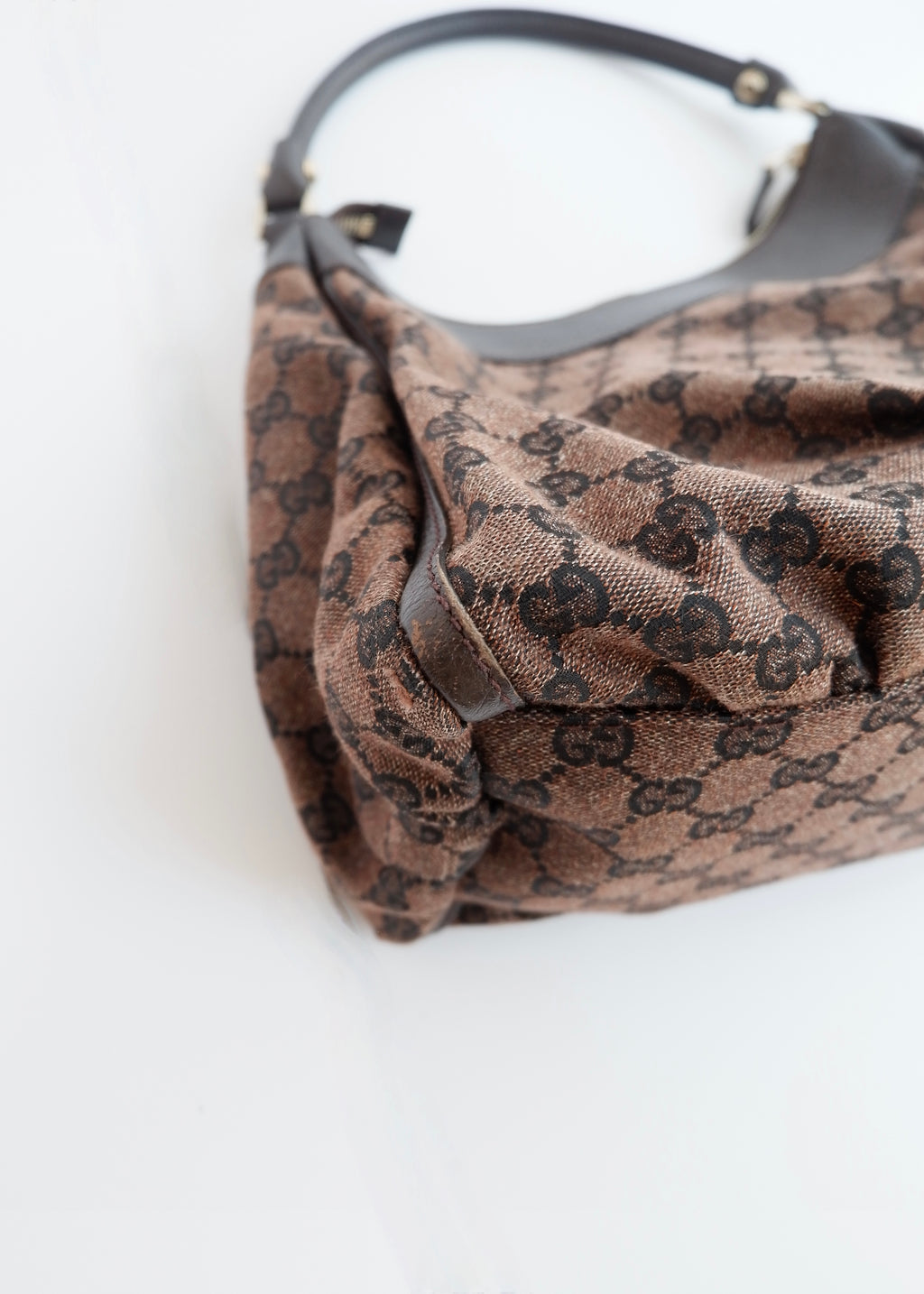 Authentic Preowned Gucci Brown GG Canvas/ Leather Hobo Shoulder Bag
