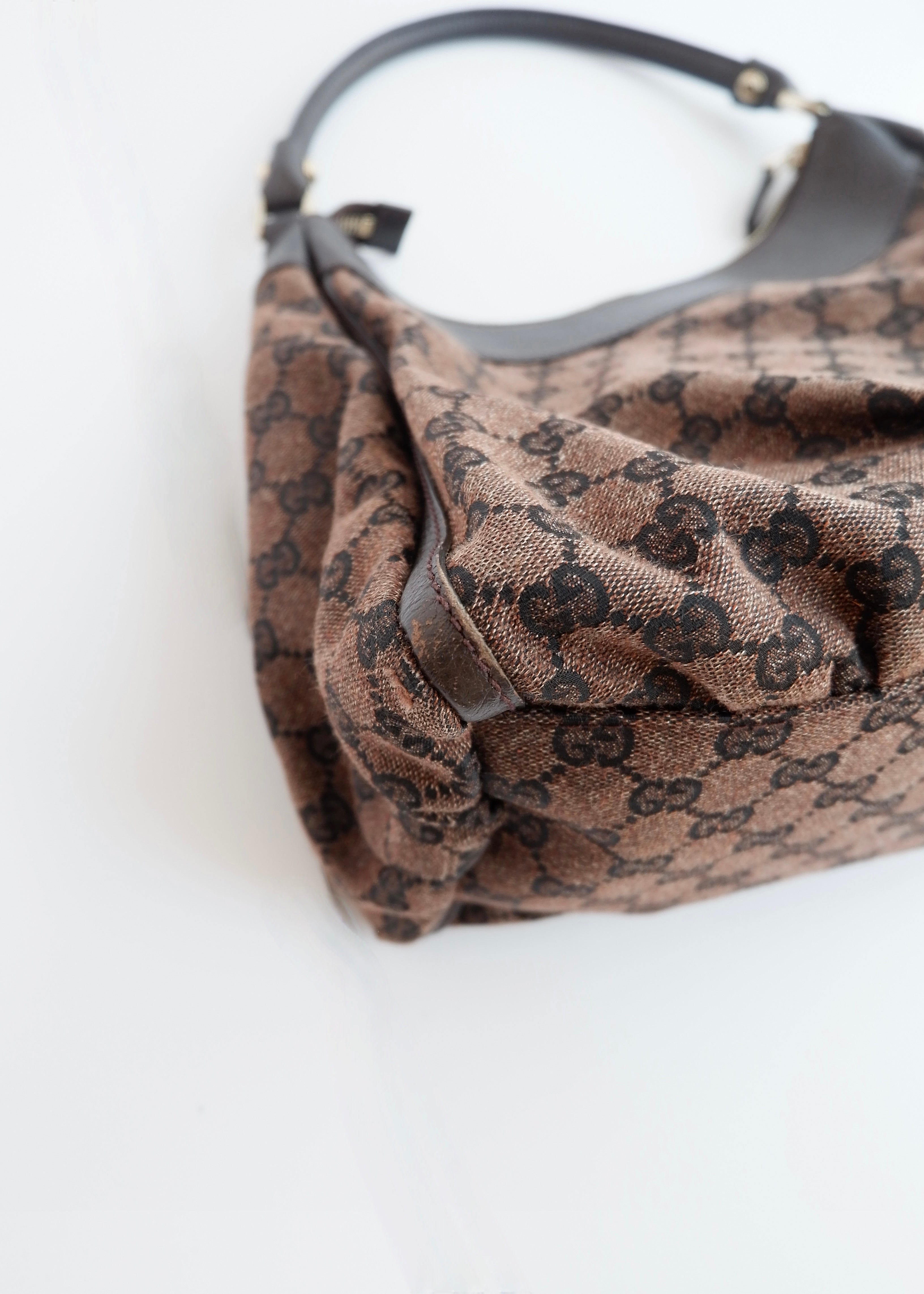 Authentic Preowned Gucci Brown GG Canvas/ Leather Hobo Shoulder Bag