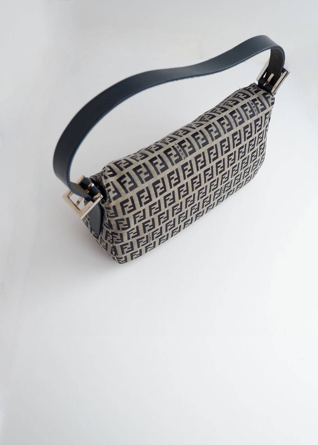 Authentic Preowned Fendi Navy Zucchino Baguette Shoulder