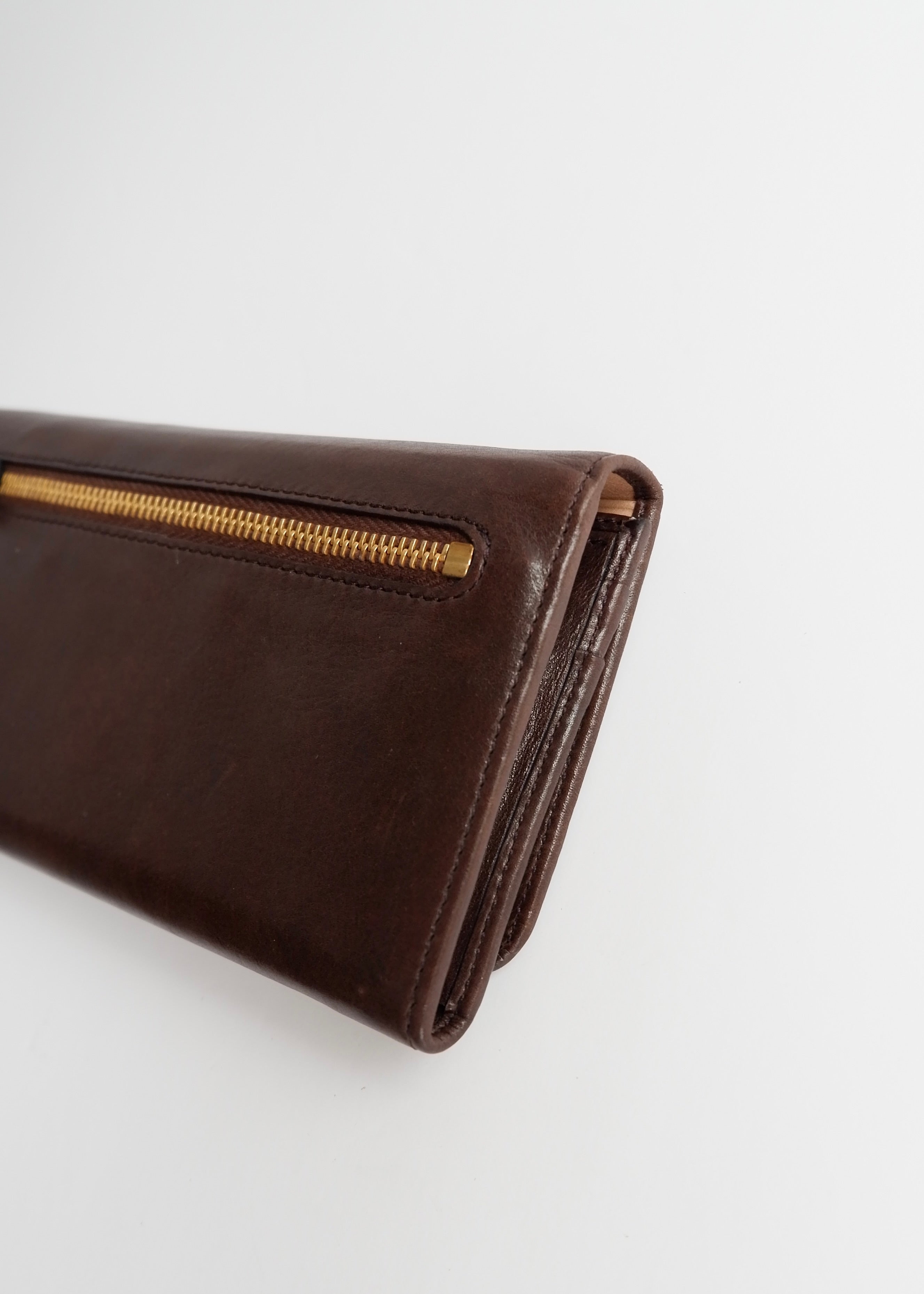 Authentic Preowned Prada Dark Brown Leather Long Wallet