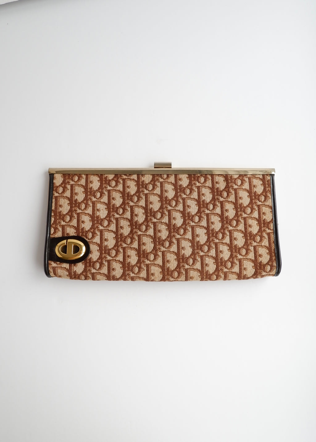 Authentic Preowned Vintage Dior Brown Canvas Trotter Print Clutch