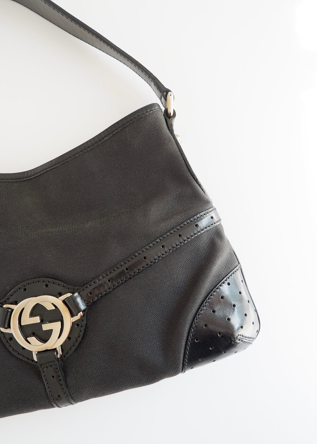 Authentic Preowned Gucci Black Canvas/Leather G Dollar Shoulder Bag