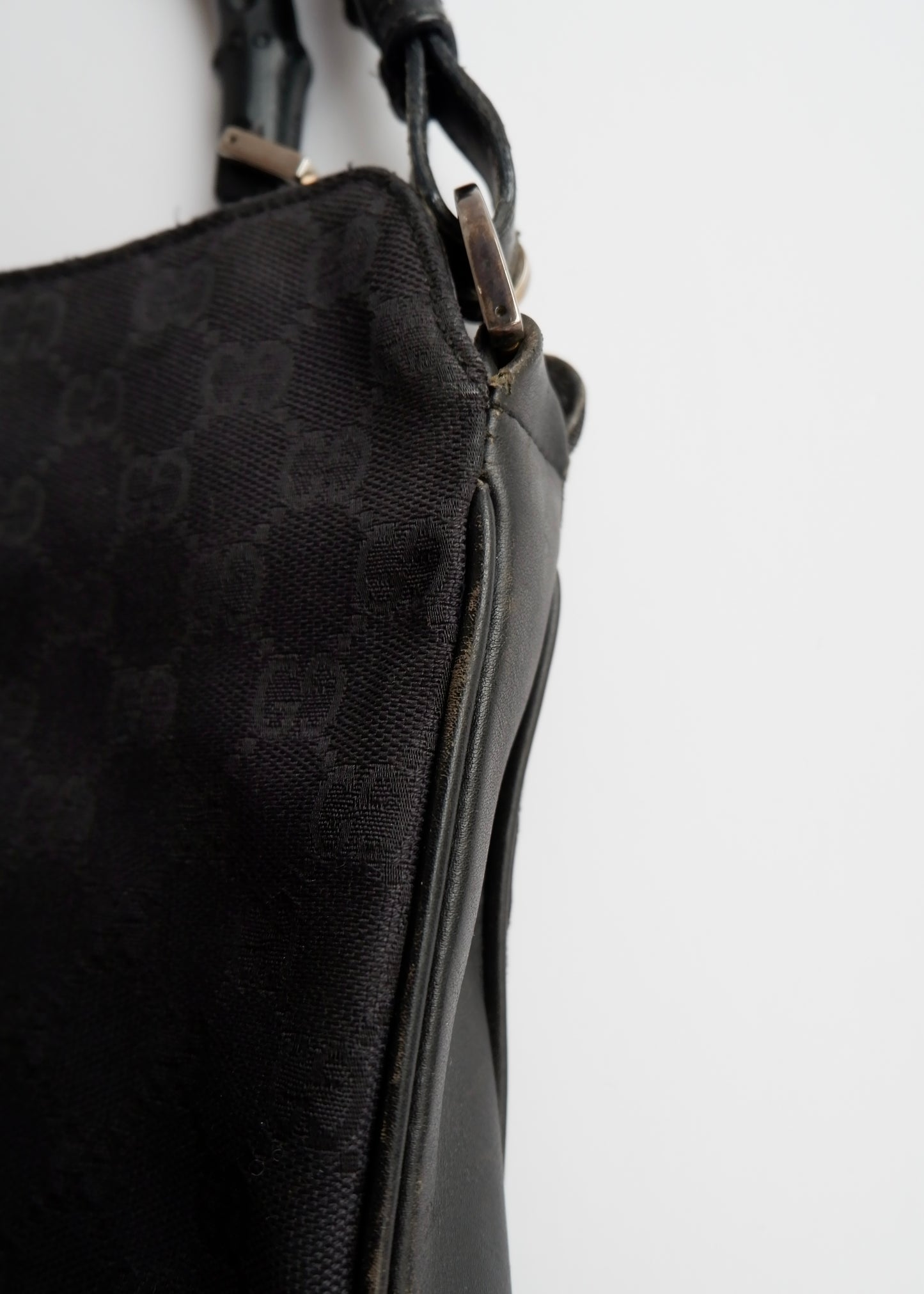 Authentic Preowned Gucci Black GG Canvas Two Strap Shoulder Bag