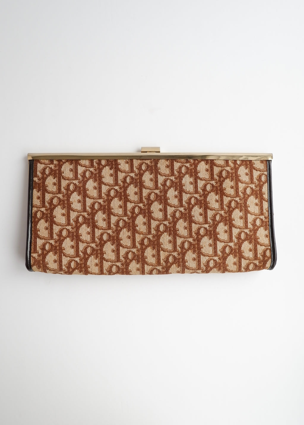 Authentic Preowned Vintage Dior Brown Canvas Trotter Print Clutch