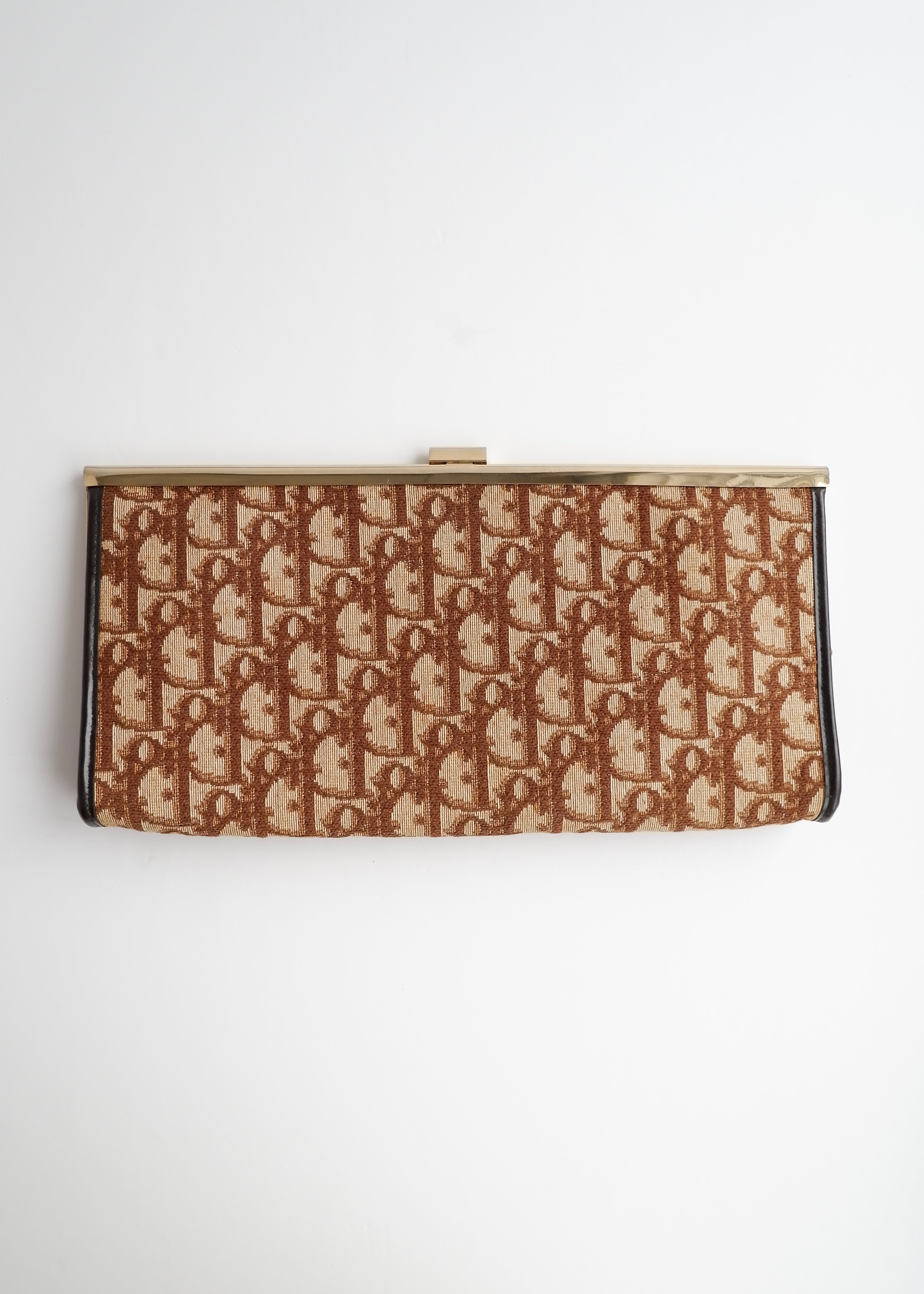 Authentic Preowned Vintage Dior Brown Canvas Trotter Print Clutch