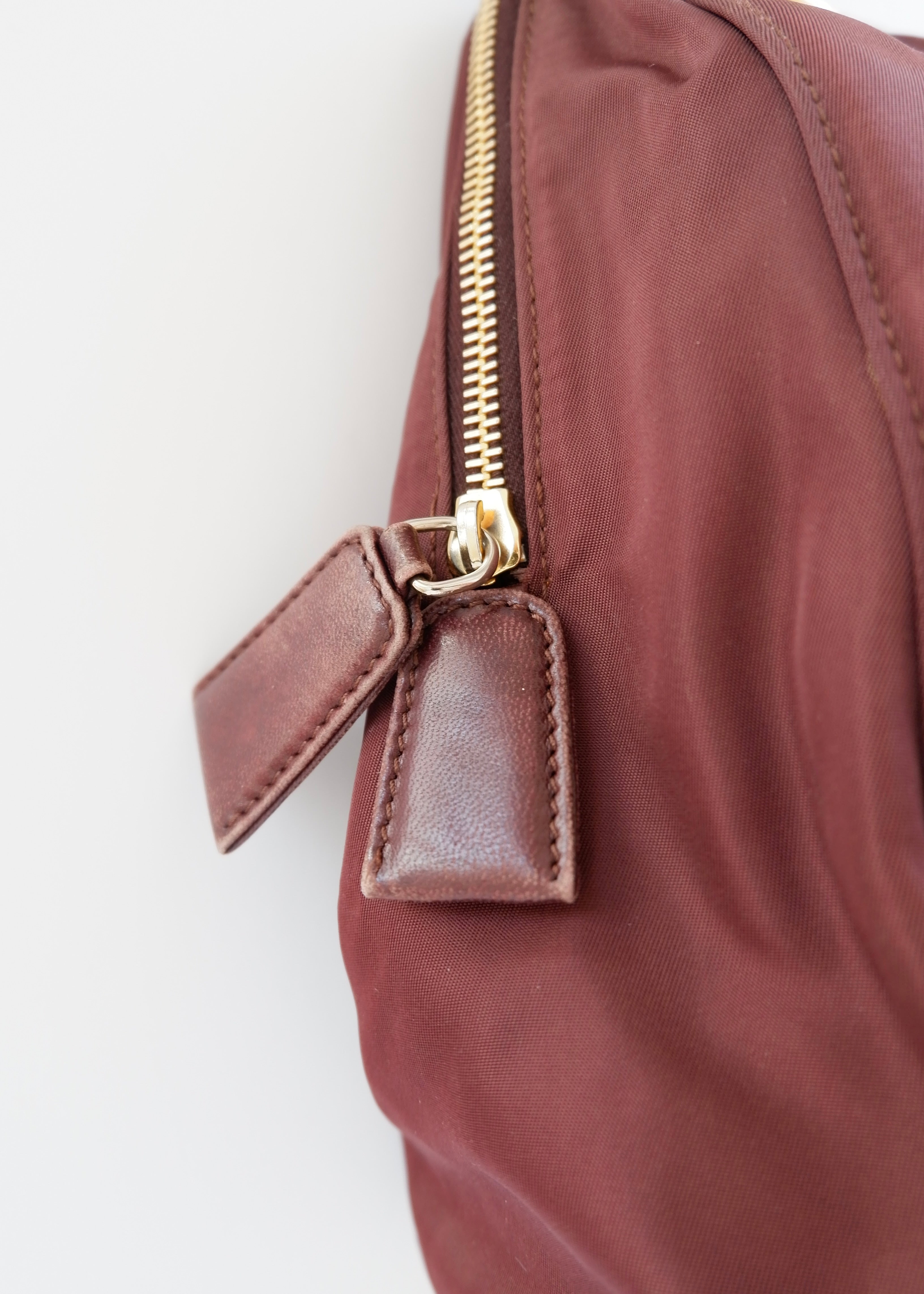 Preowned Prada Burgundy Nylon Chain Shoulder Tote