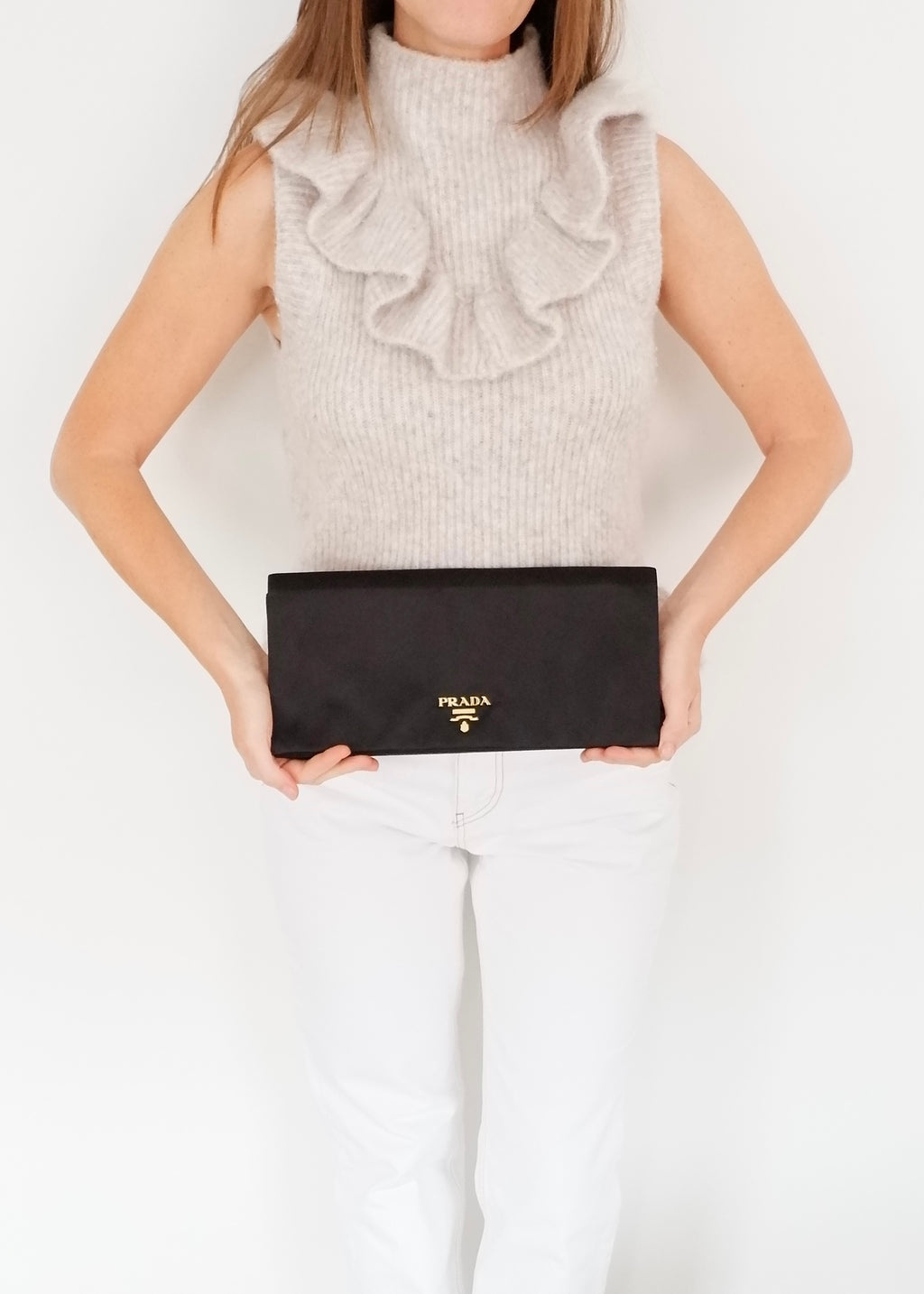 Authentic Preowned Prada Black Satin Clutch