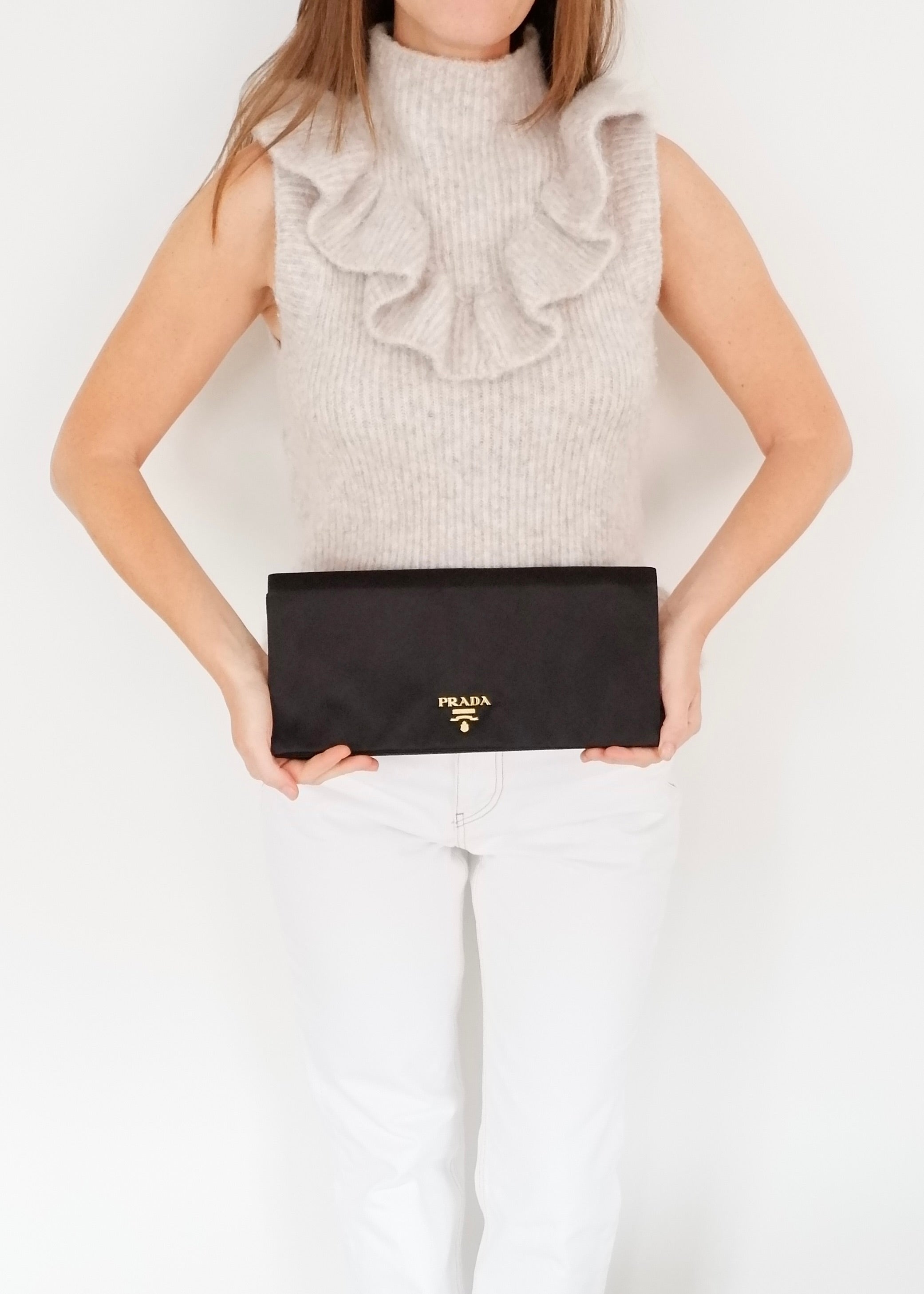 Authentic Preowned Prada Black Satin Clutch