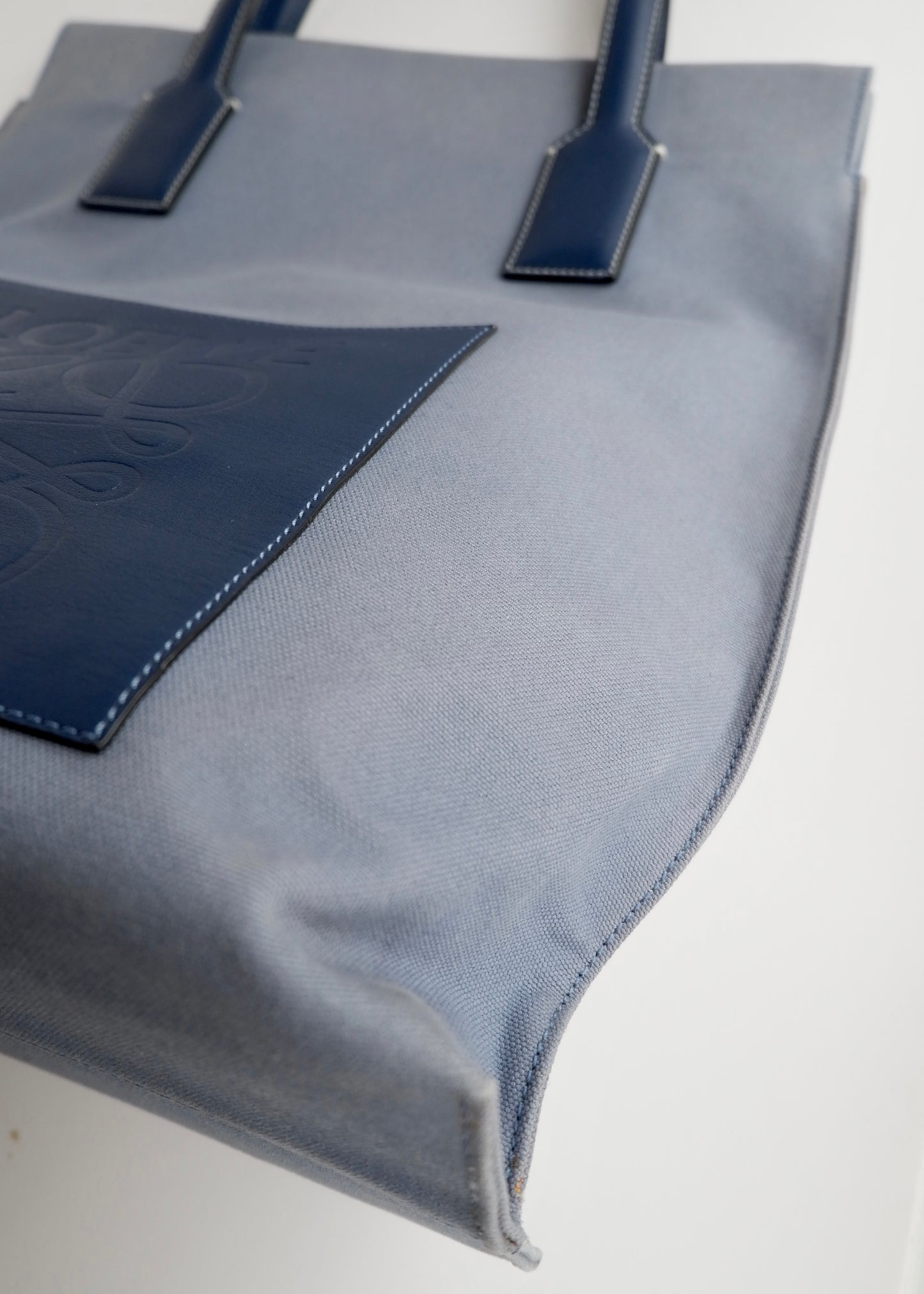 Authentic Preowned Loewe Blue Canvas/Leather Tote Bag