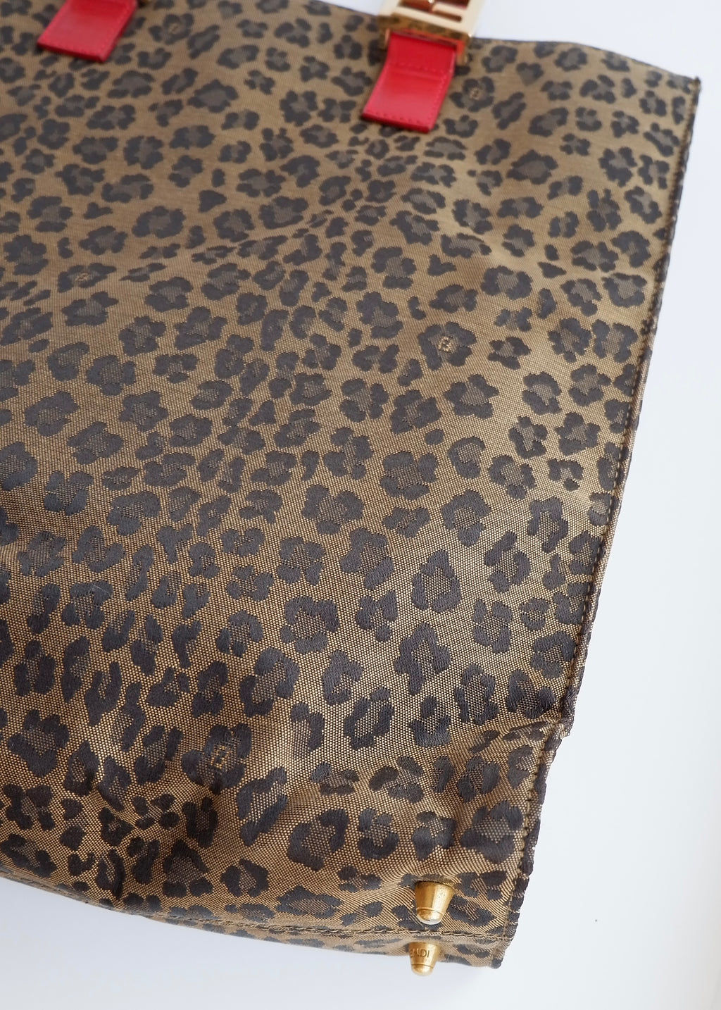 Authentic Preowned Vintage Fendi Animal Print Canvas/Leather Top Handle Tote