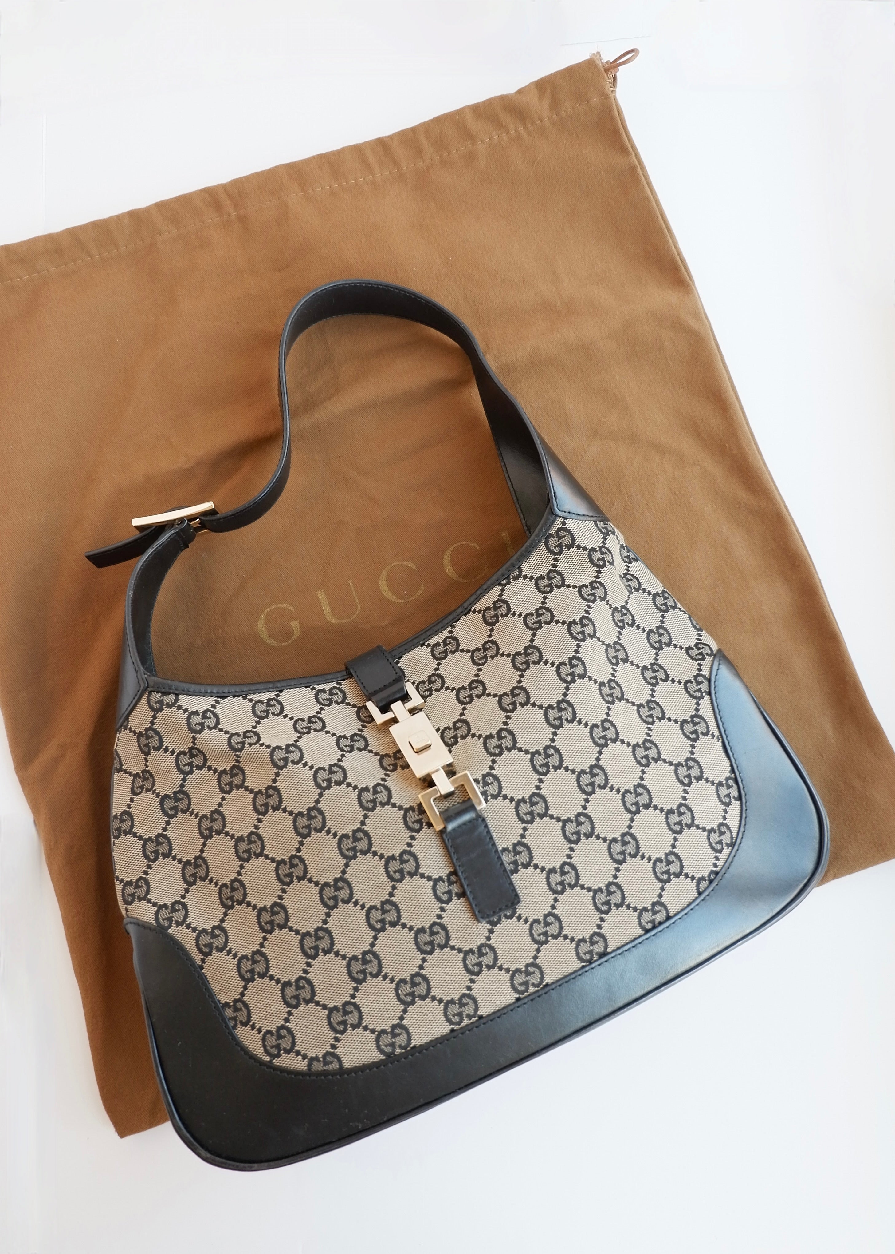 Authentic Preowned Gucci Black GG Canvas Jackie Shoulder Bag