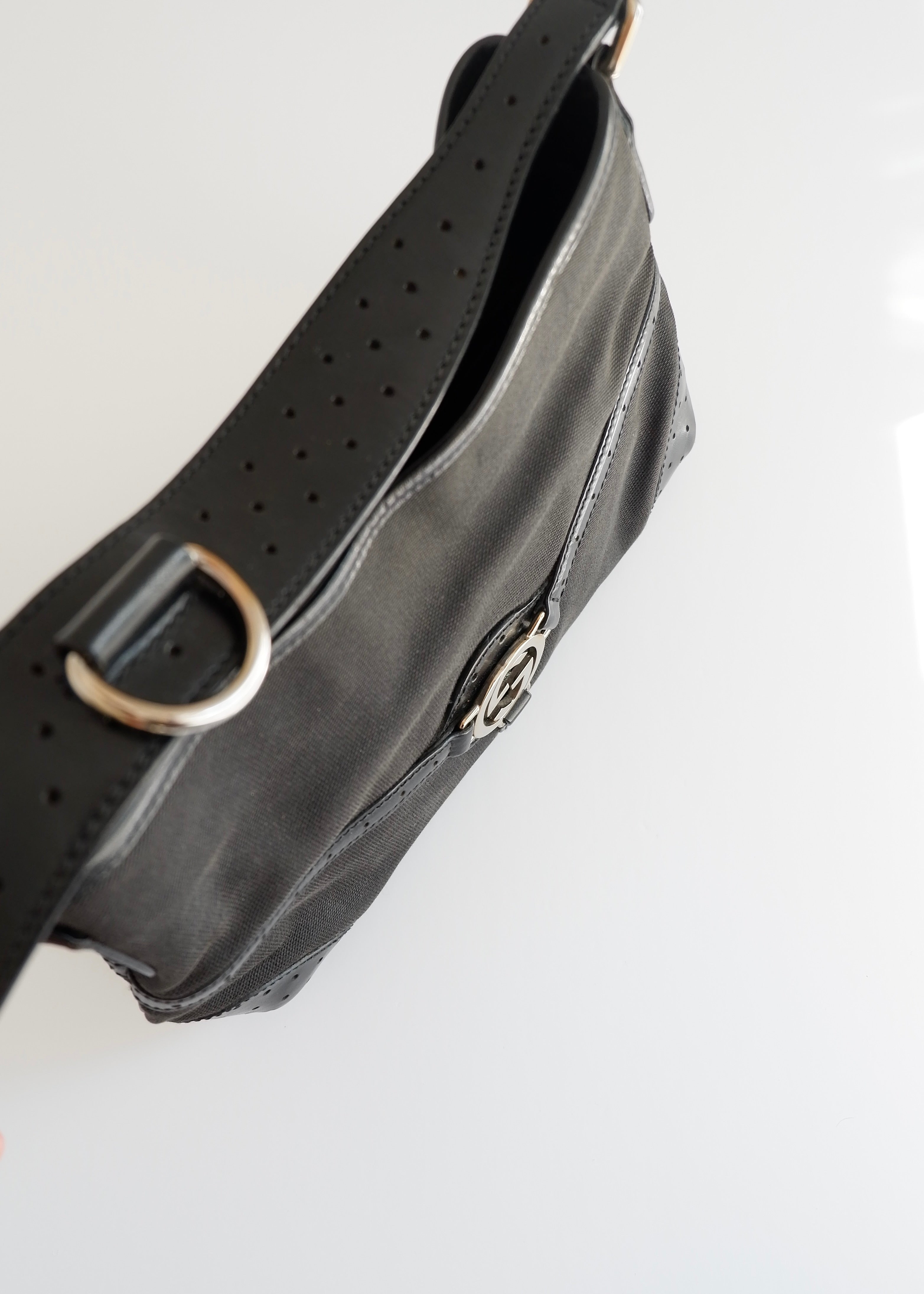 Authentic Preowned Gucci Black Canvas/Leather G Dollar Shoulder Bag