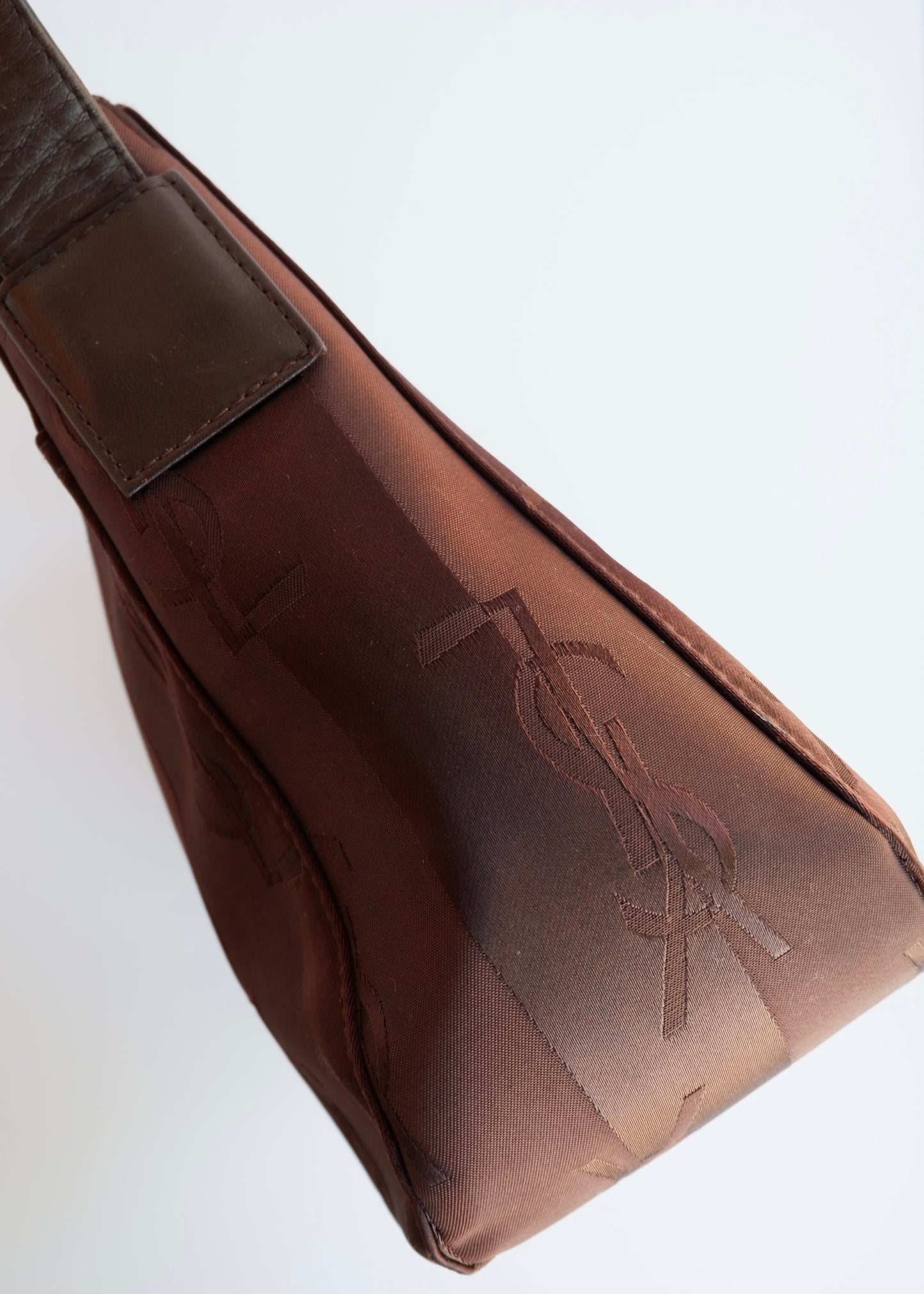 Authentic Preowned Vintage YSL Brown Nylon/ Leather Shoulder Bag