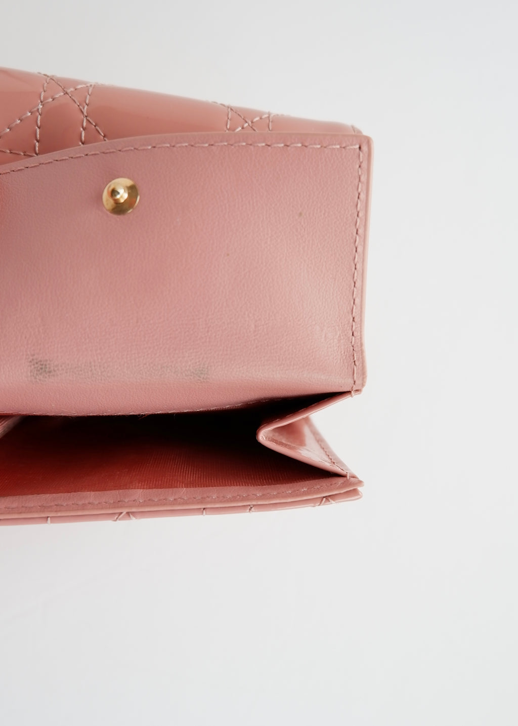 Authentic Preowned Dior Dusty Rose Patent Leather Lotus Wallet