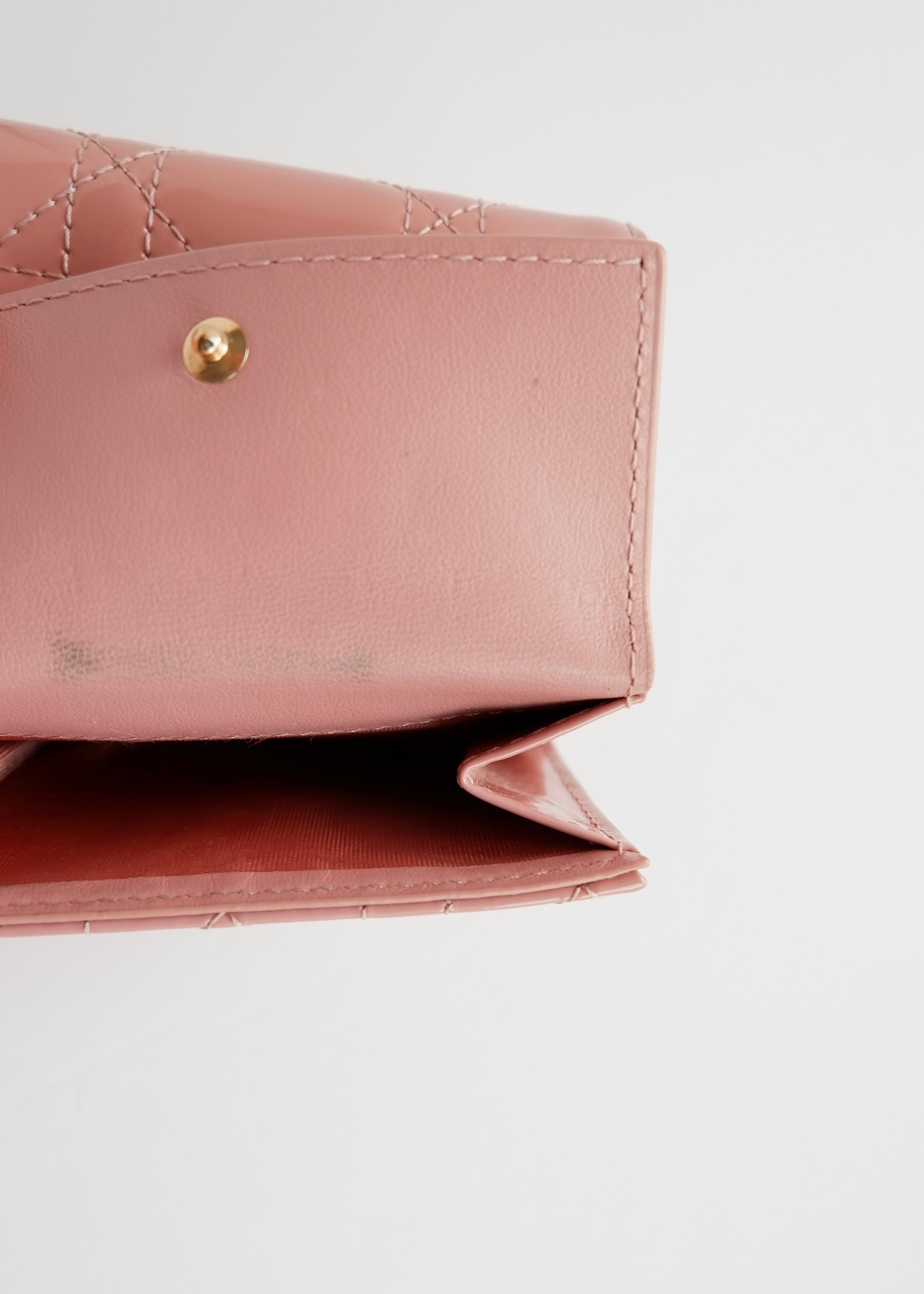 Authentic Preowned Dior Dusty Rose Patent Leather Lotus Wallet