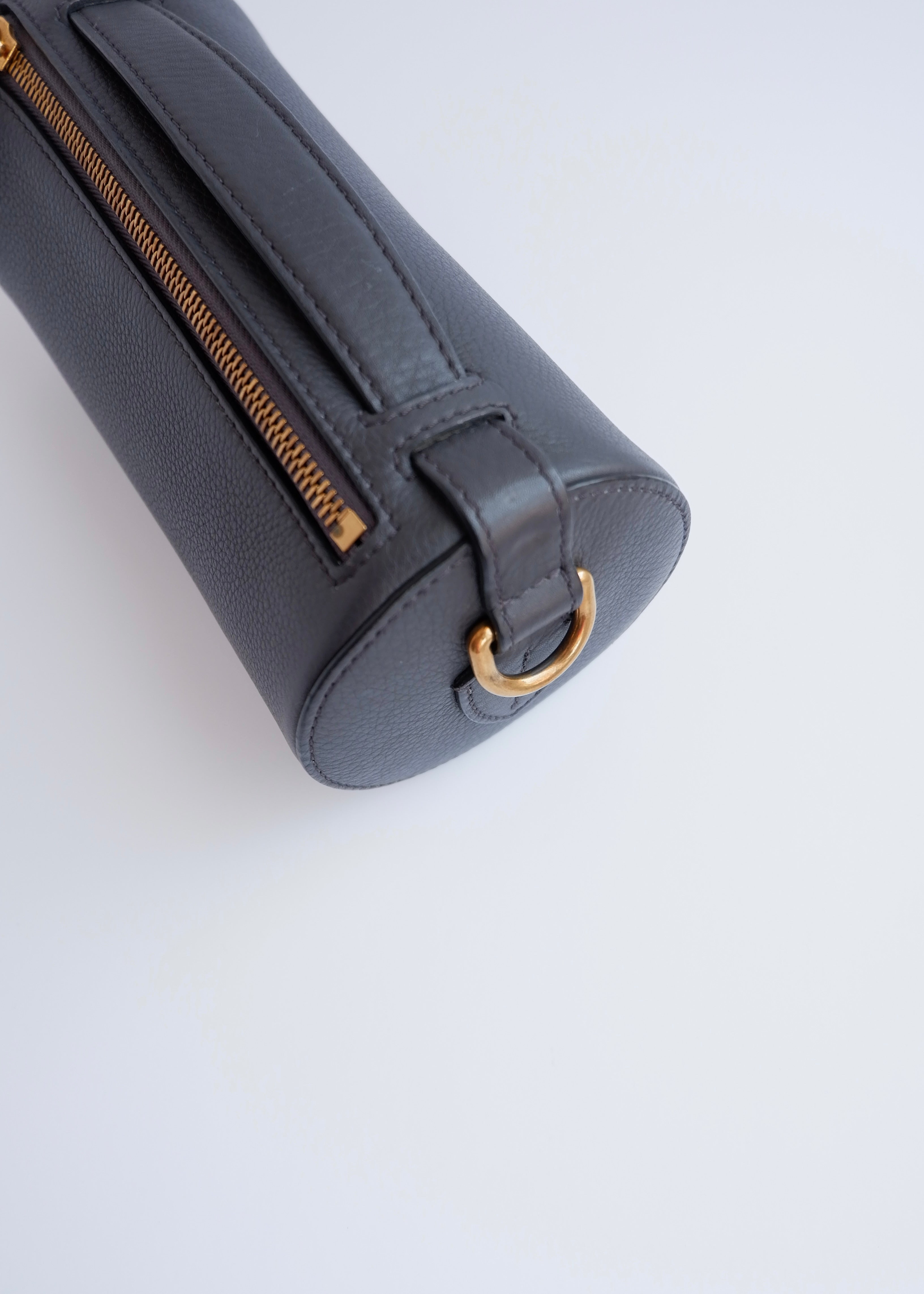 Authentic Preowned Burberry Navy Leather Barrel Two Way Bag