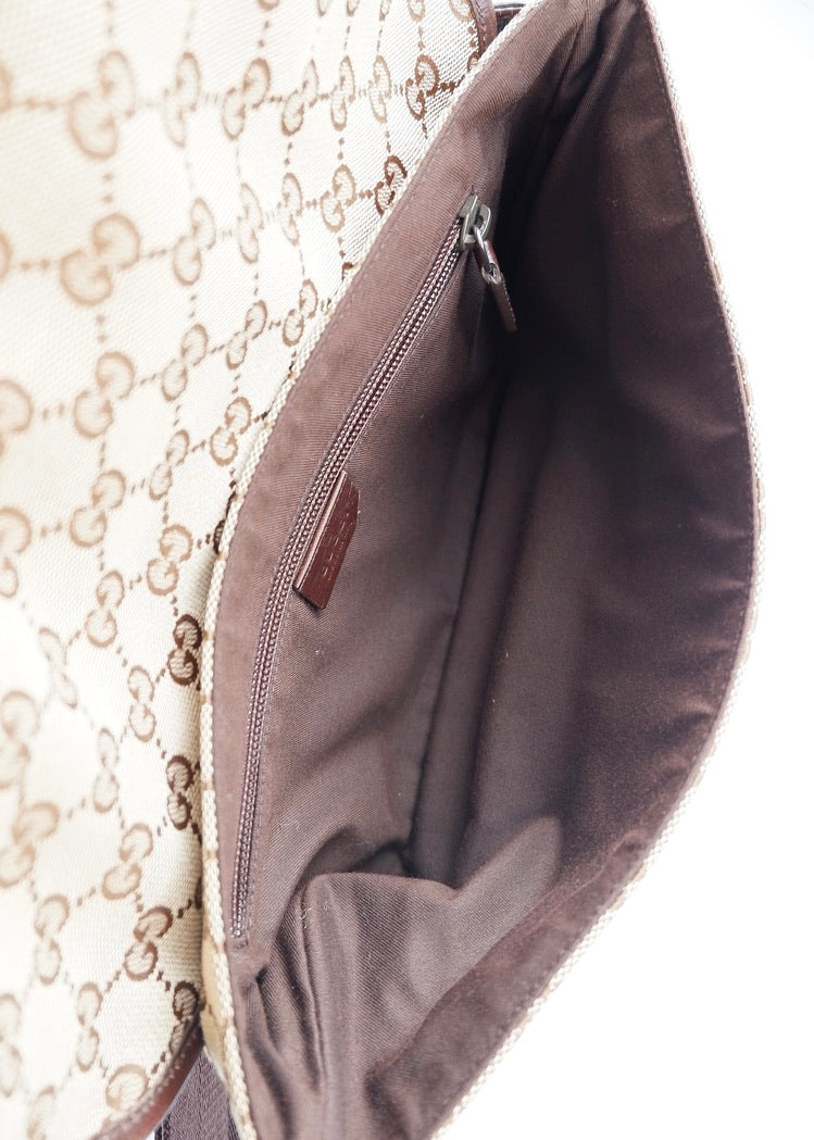 Authentique Sac Banane Gucci Marron en Toile GG et Cuir d'Occasion