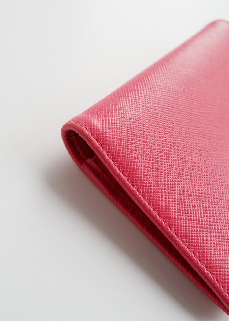 Authentic Preowned Prada Bright Pink Saffiano Leather Bi Fold Wallet