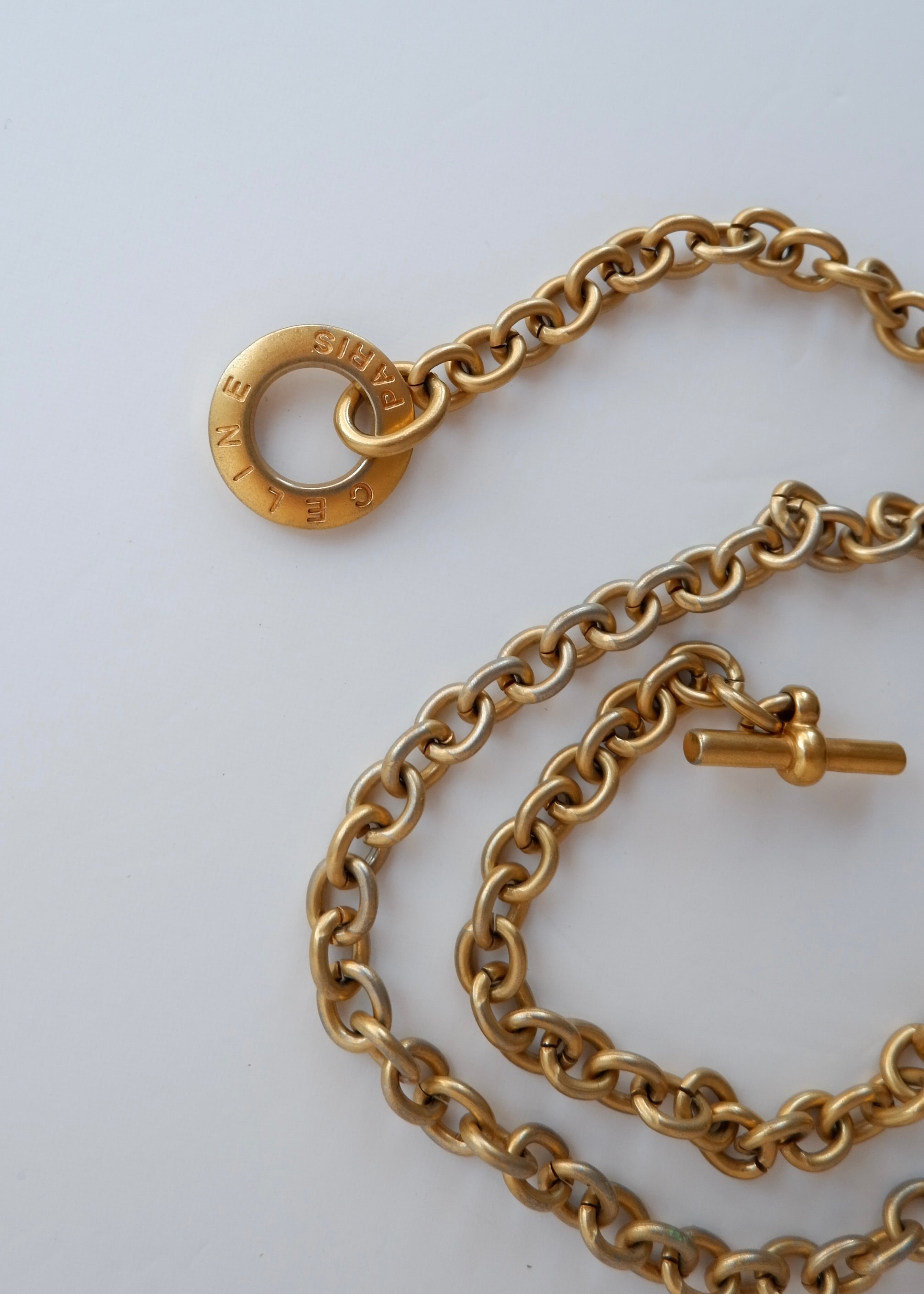 Ceinture chaîne vintage Céline authentique d'occasion, ton or