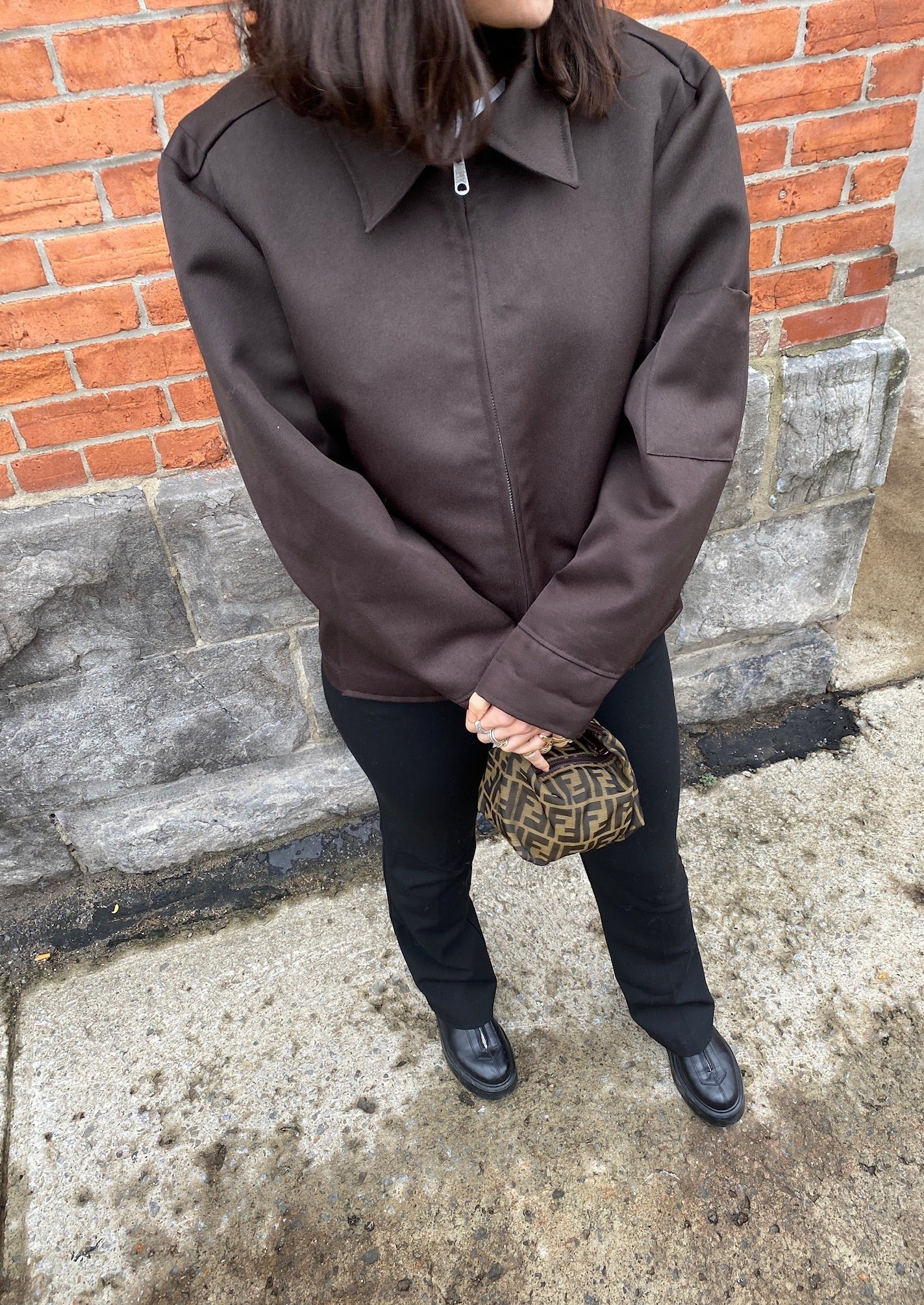 Authentique pochette à main Fendi Zucca d'occasion