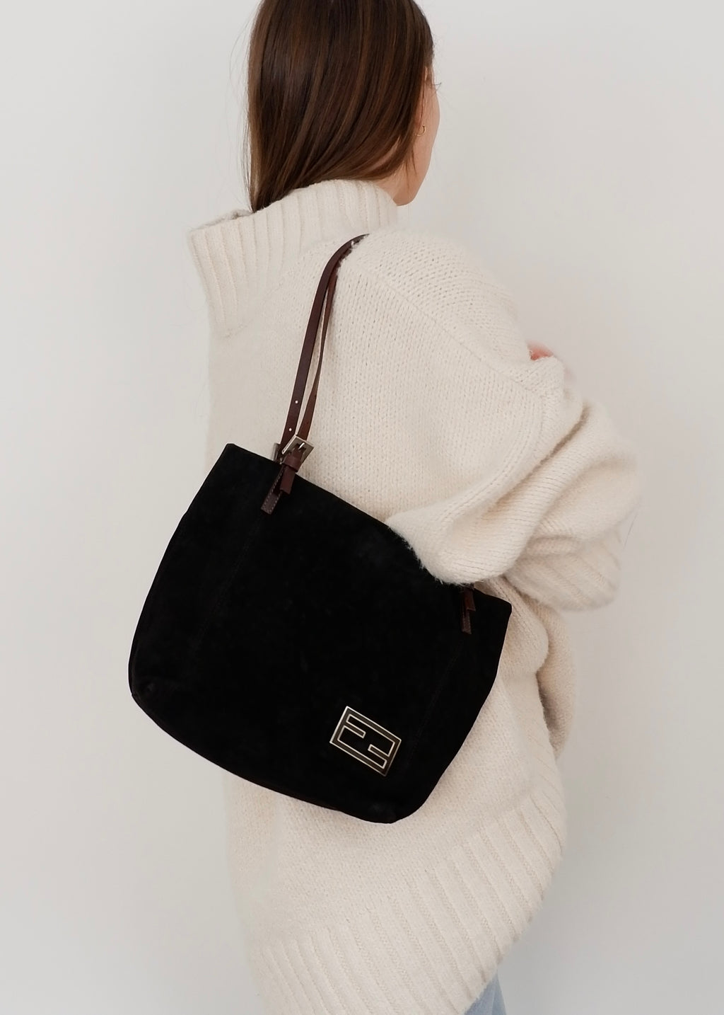 Authentic Preowned Fendi Black Suede Shoulder Bag