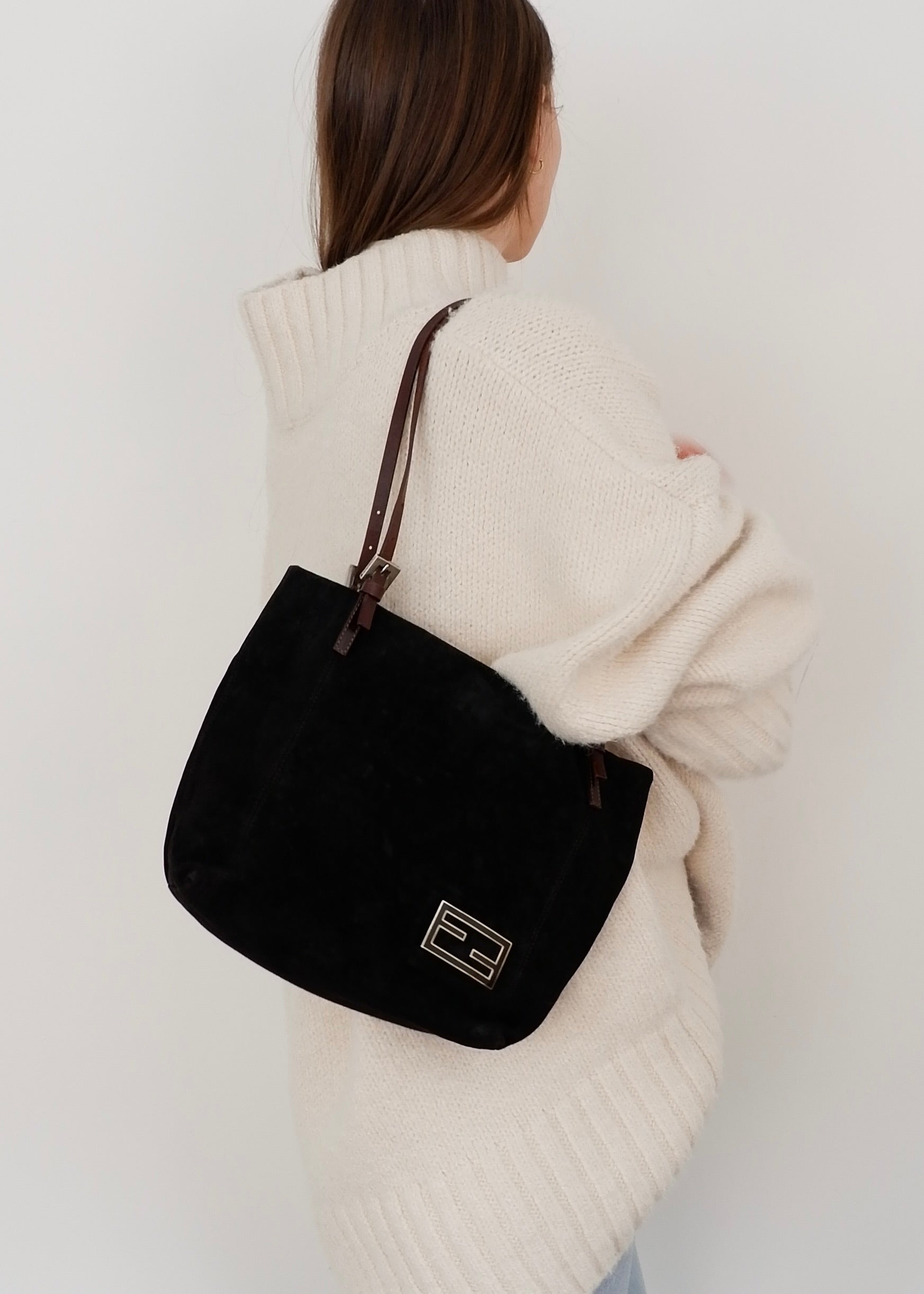 Authentic Preowned Fendi Black Suede Shoulder Bag