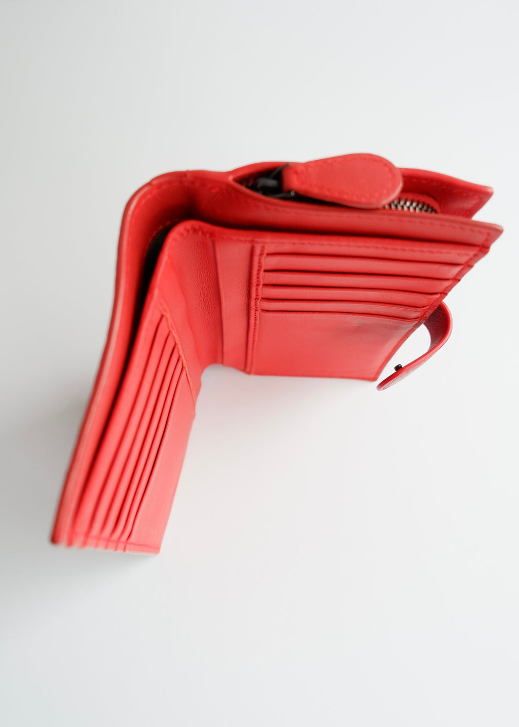 Authentic Preowned Bottega Veneta Red Leather Bi Fold Wallet