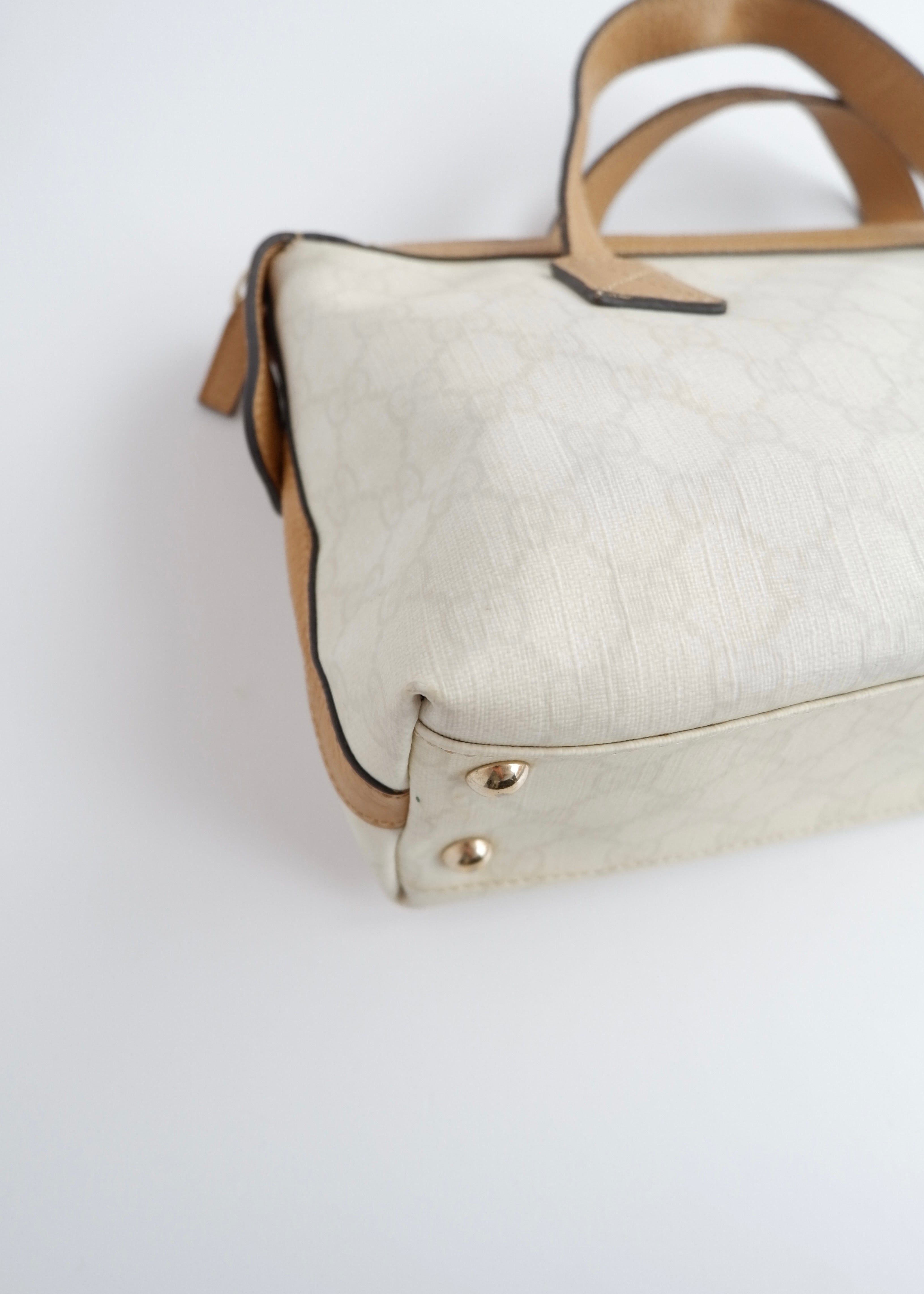 Authentci Preowned Gucci White GG Canvas East West Handbag