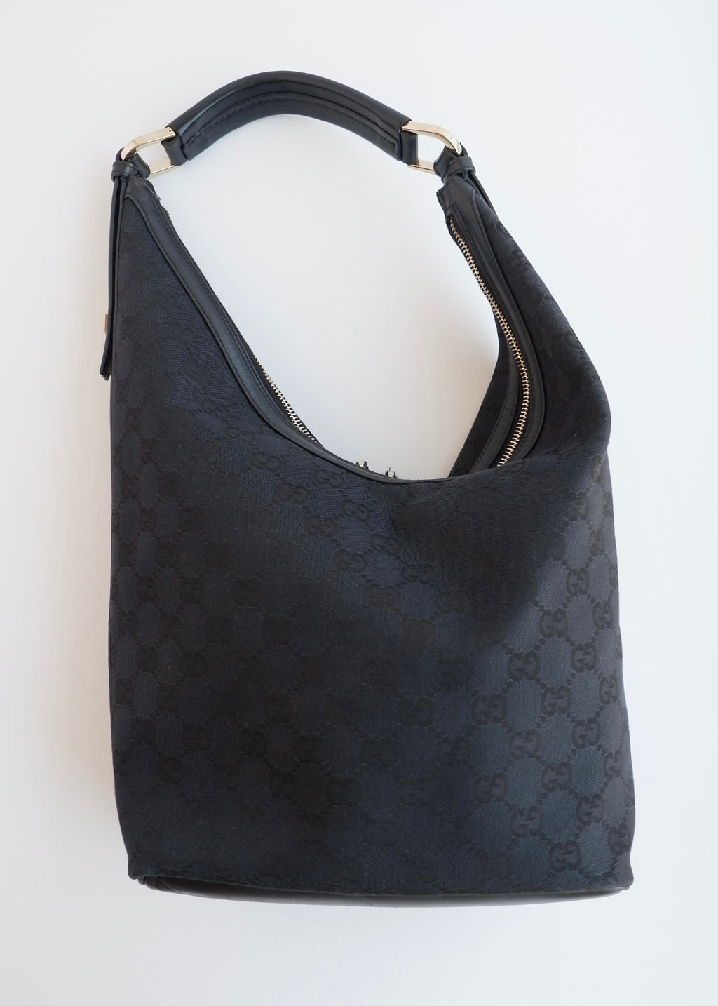 Authentic Preowned Gucci Black GG Canvas/ Leather Hobo Shoulder Bag