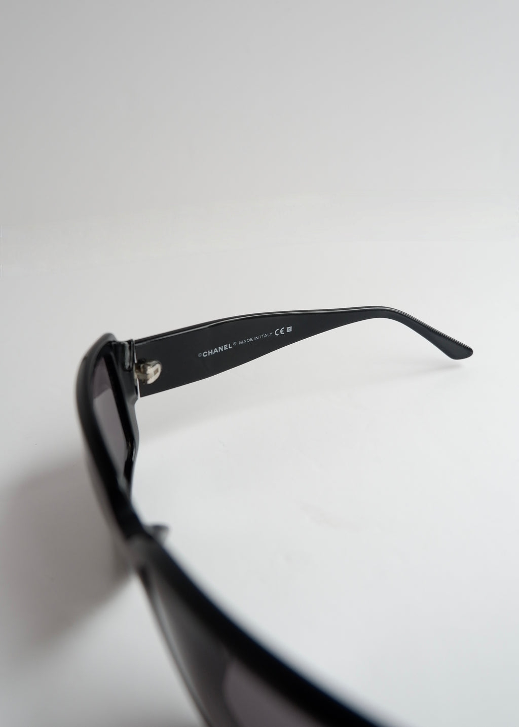 Authentic Preowned Chane Black Square Frame Rhinestone Sunglasses