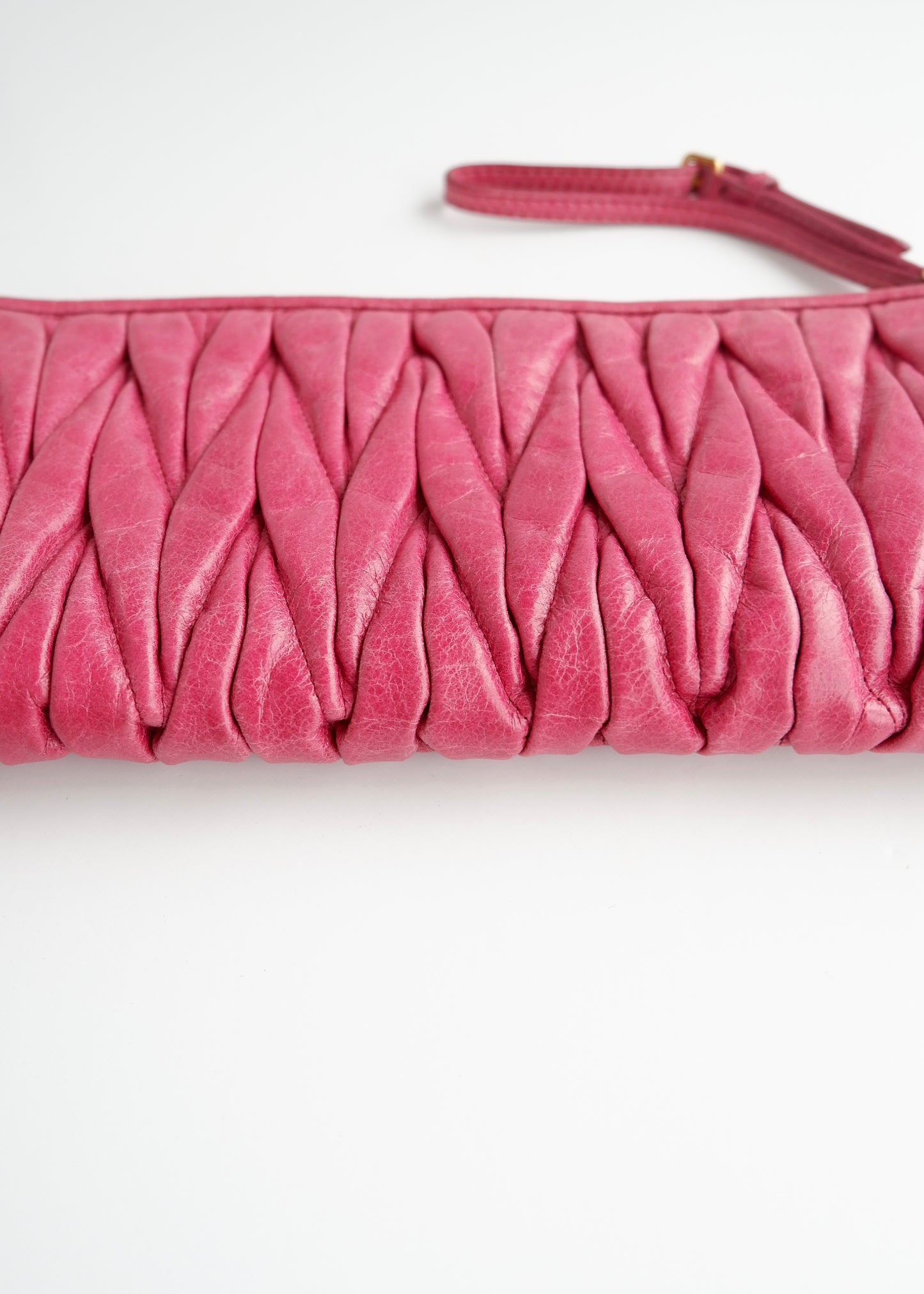 Authentic Preowned Miu Miu Pink Leather Wristlet Clutch